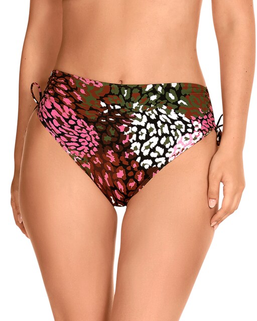 Imagen 0 de Braga de bikini de talle alto con lazos y estampado animal print