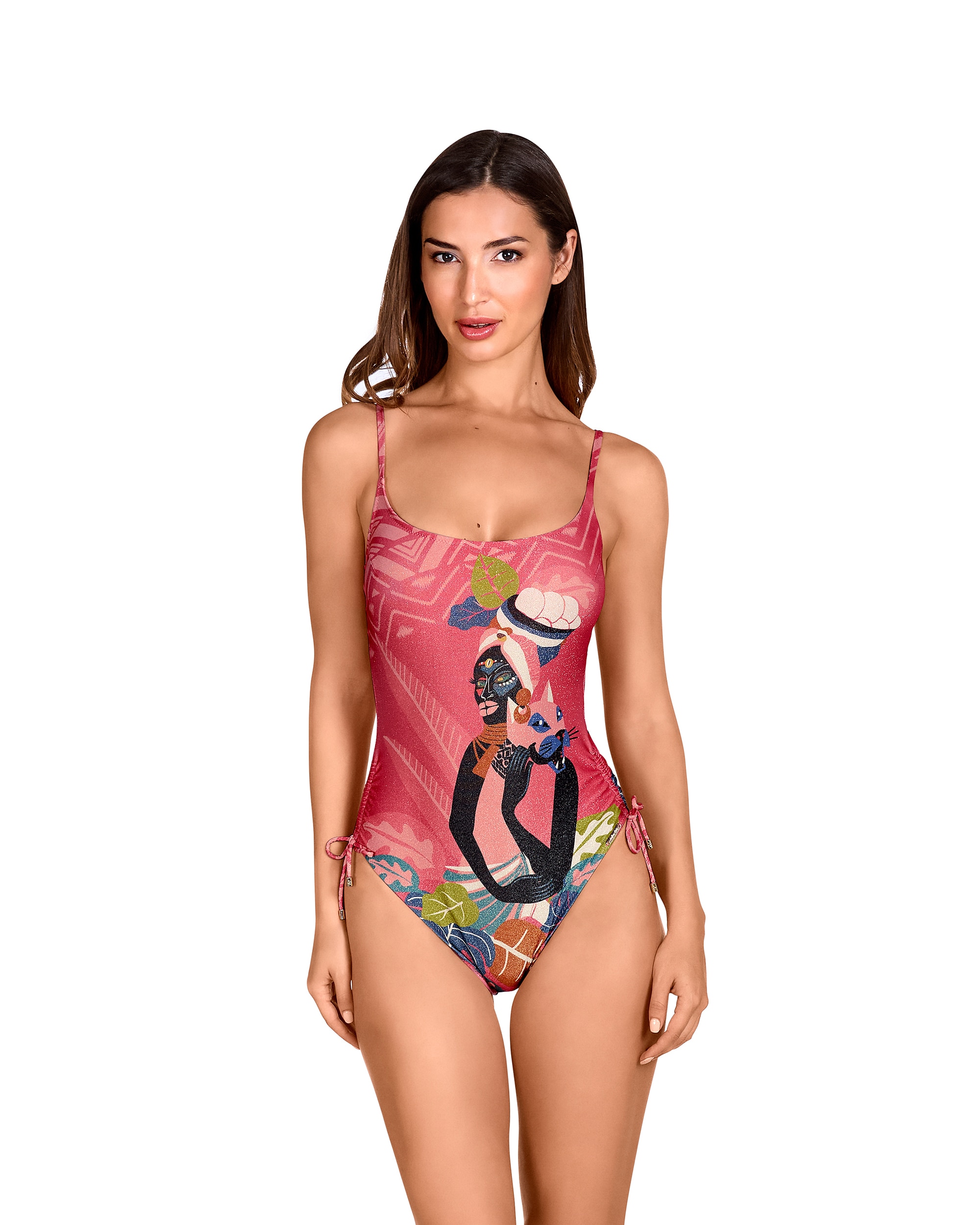 Imagen 0 de Bañador de mujer de la colección de pasarela de tirantes regulables y estampado congo con lurex Multicolor