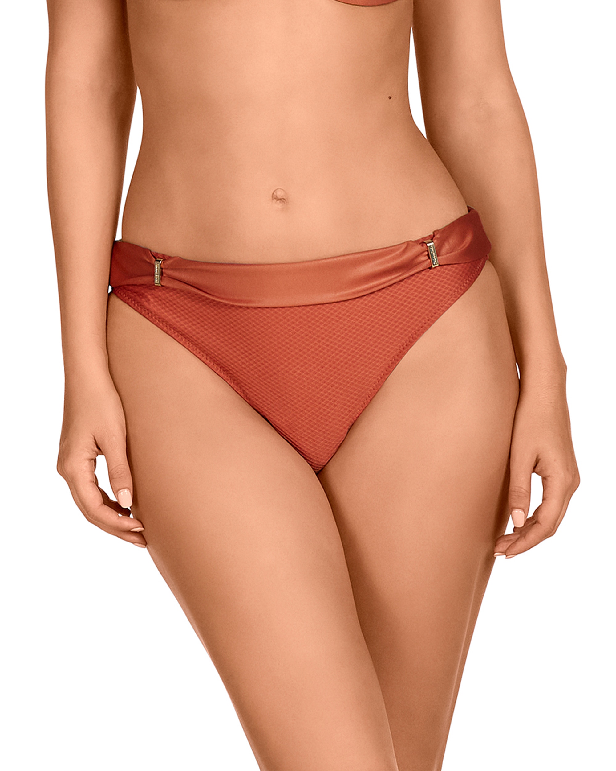 Dolores Cortés - Braga de bikini de la colección class con banda y estampado combinado con textura y brillo en color naranja.