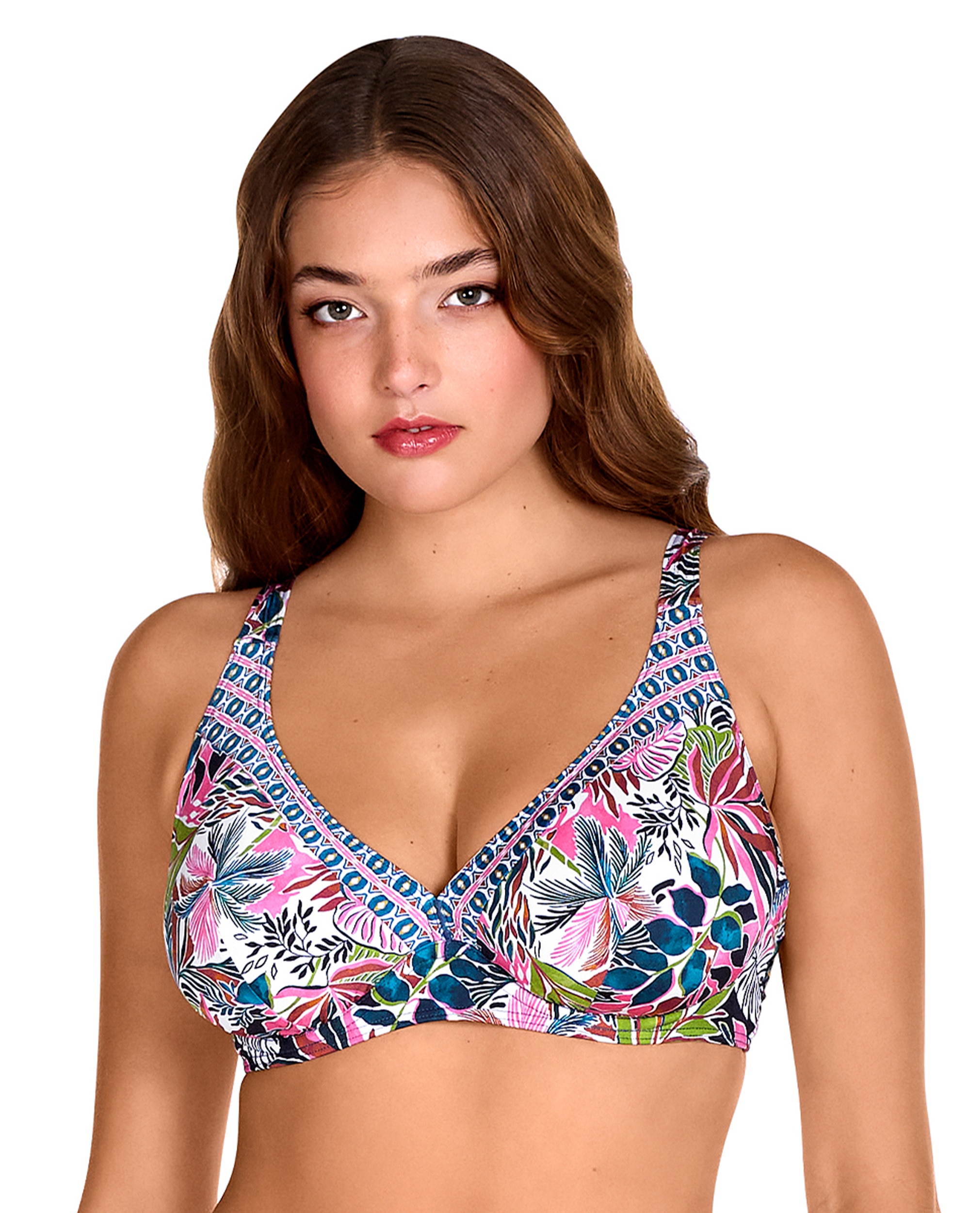 DOLORES CORTÉS - Top de bikini de capacidad con tirantes regulables y estampado combinado.