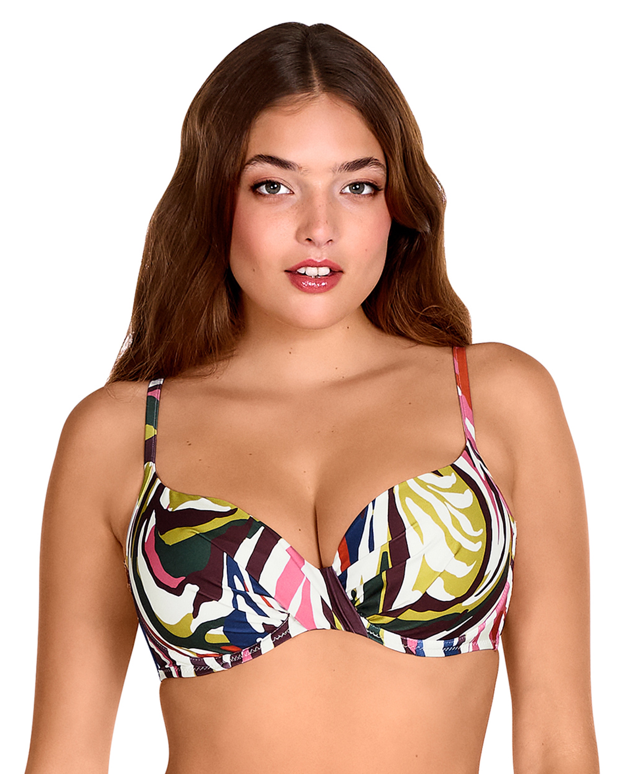 Dolores Cortés - Top de bikini balconette de tirantes regulables y estampado ánimal print.