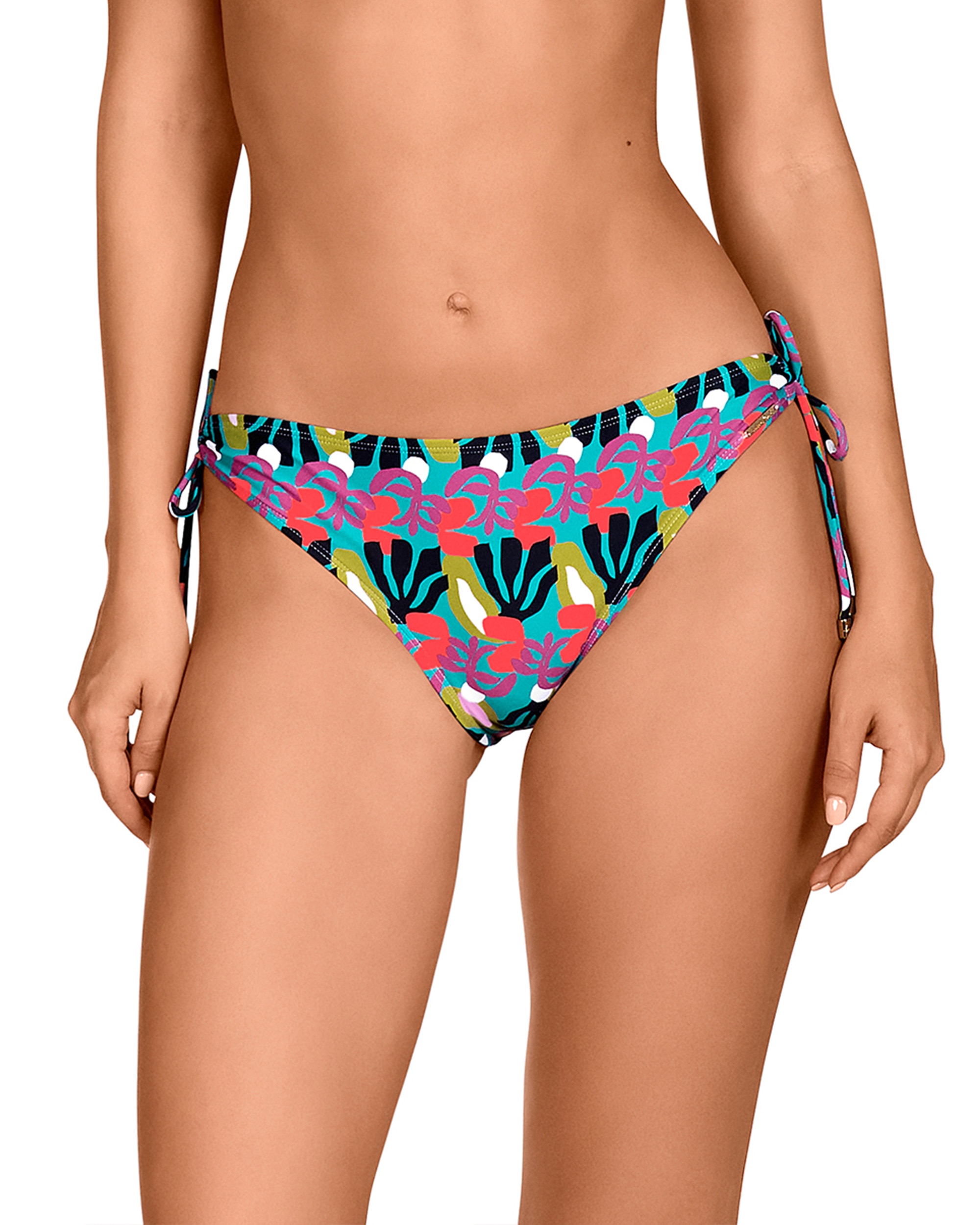 Dolores Cortés - Braga de bikini con lazos a los lados y estampado multicolor.