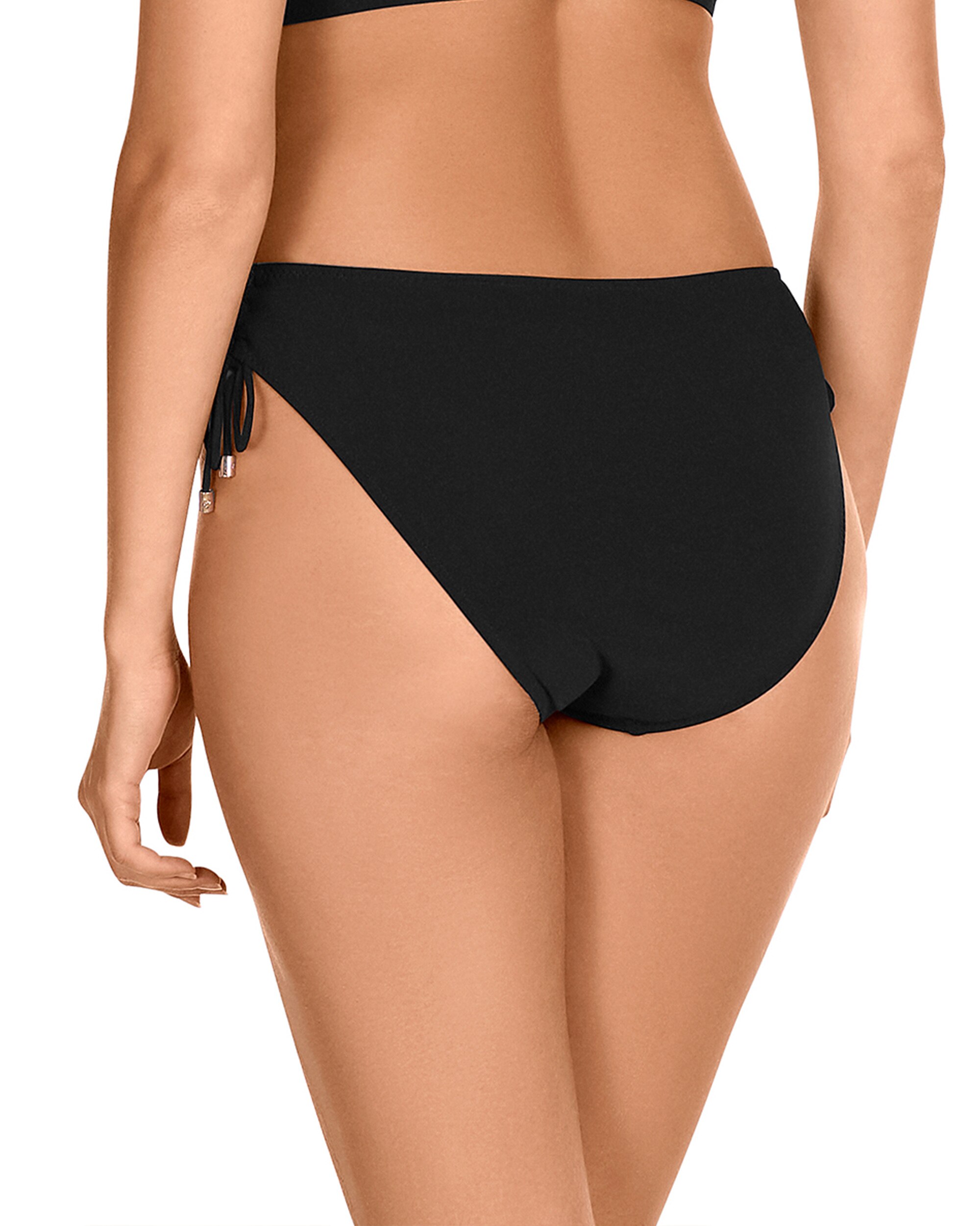 Braga de bikini de altura media con lazos ajustables de color - Dolores Cortés - Negro Negro-2