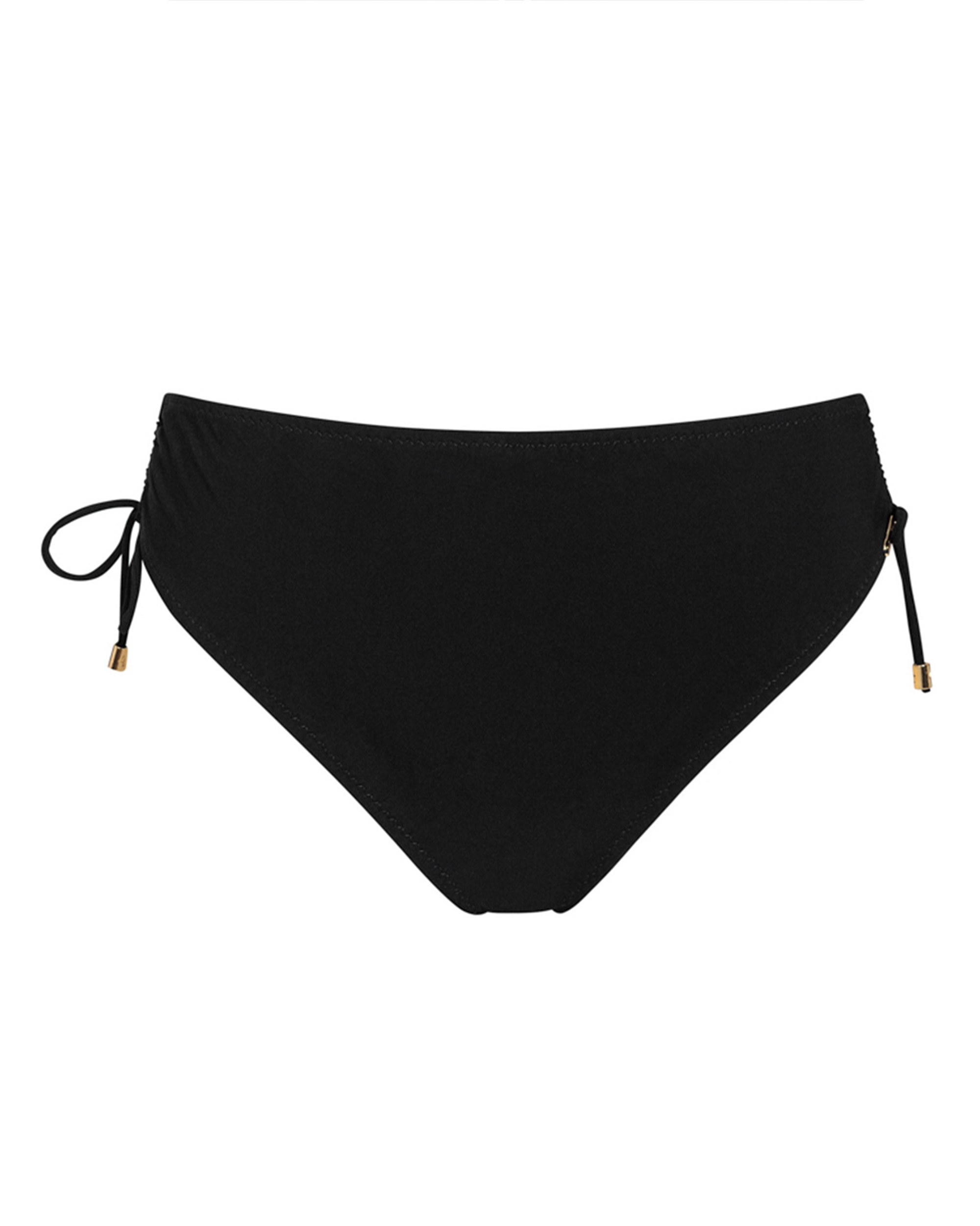 Braga de bikini de talle alto con lazos y tejido liso en color - Dolores Cortés - Negro Negro-3