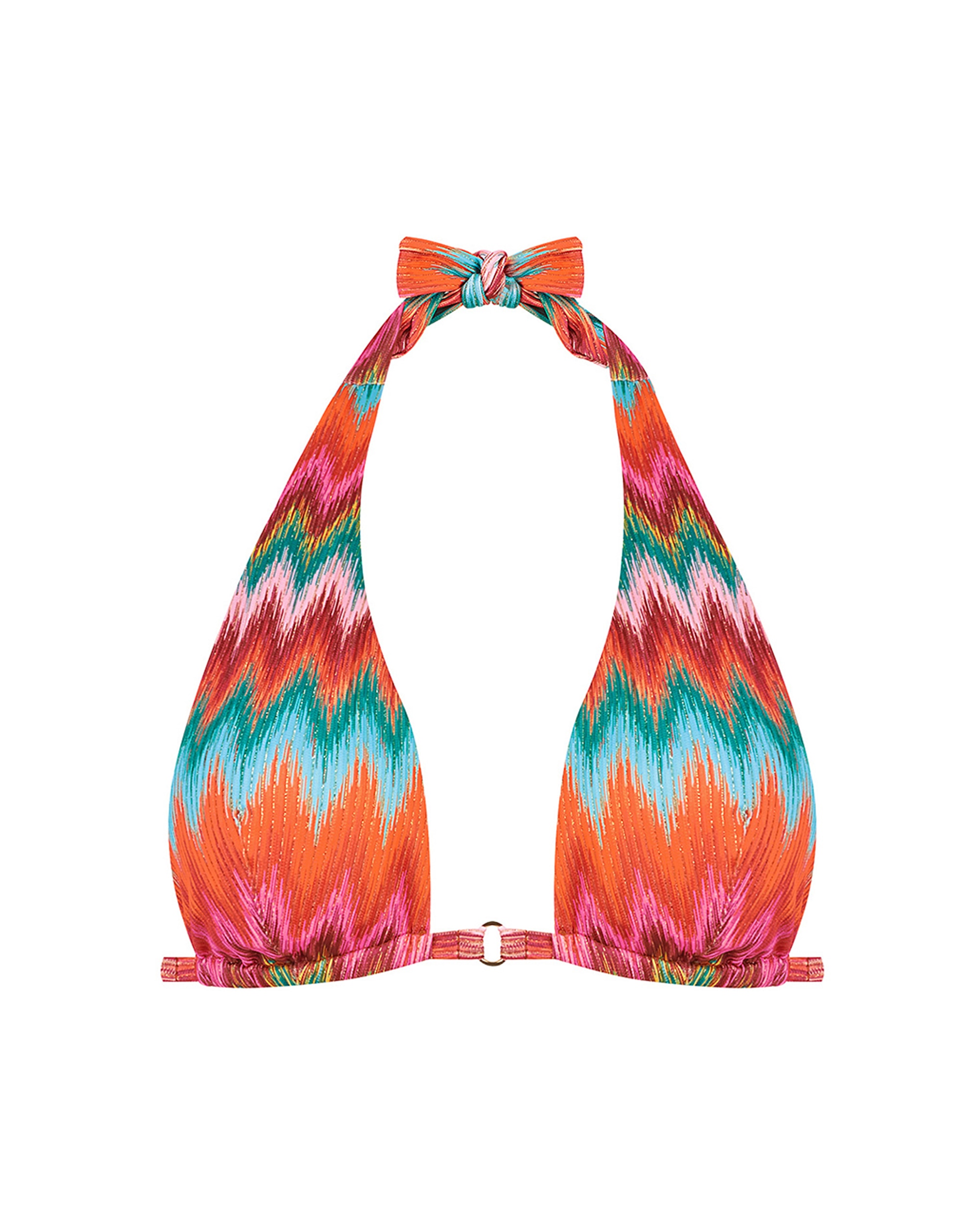 Top de bikini triángulo atado al cuello y estampado con lurex - Lola Dolores Cortés - Multicolor Multicolor-3