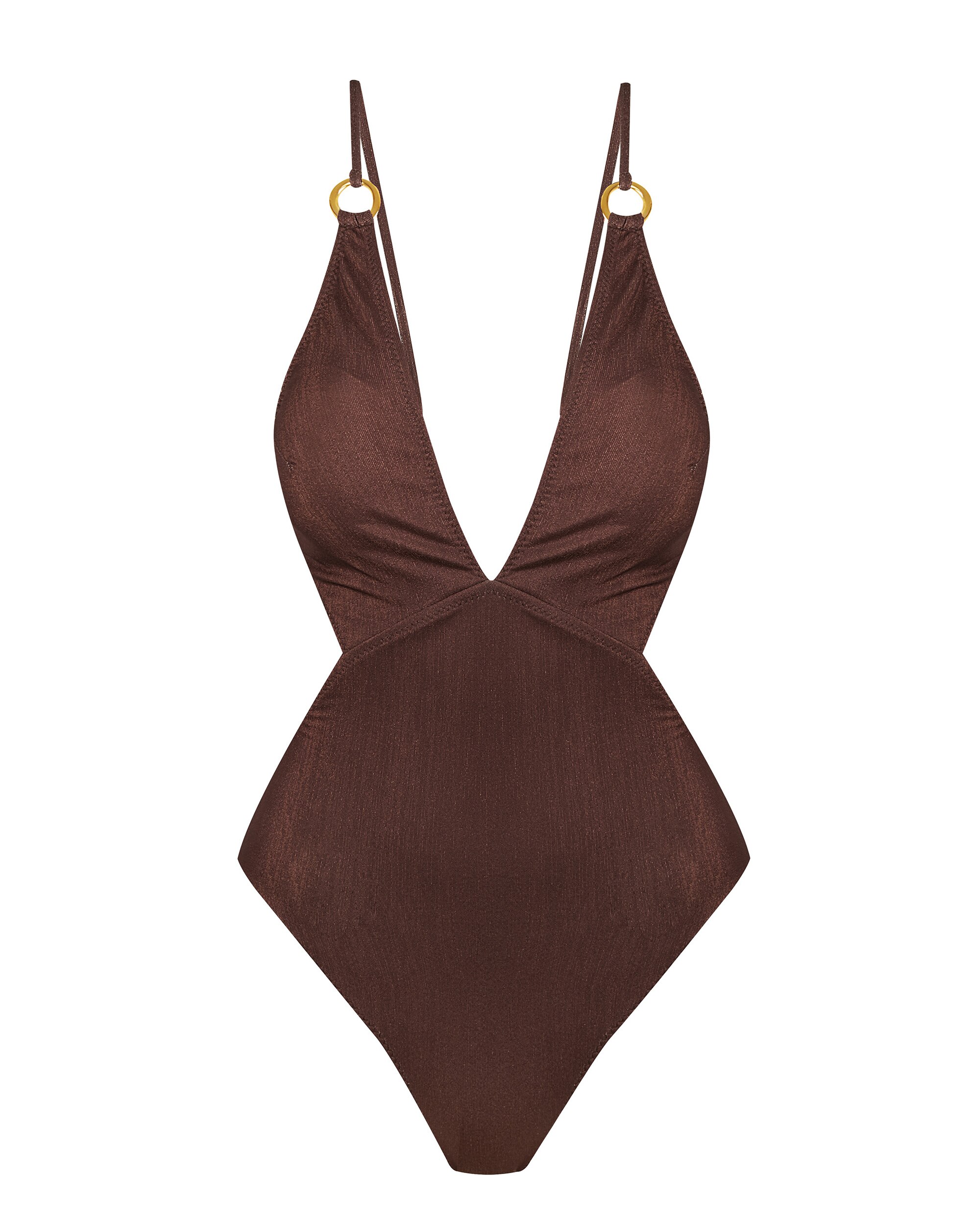 Trikini de mujer escotado y estampado con lurex - Lola Dolores Cortés - Marrón Marrón-3