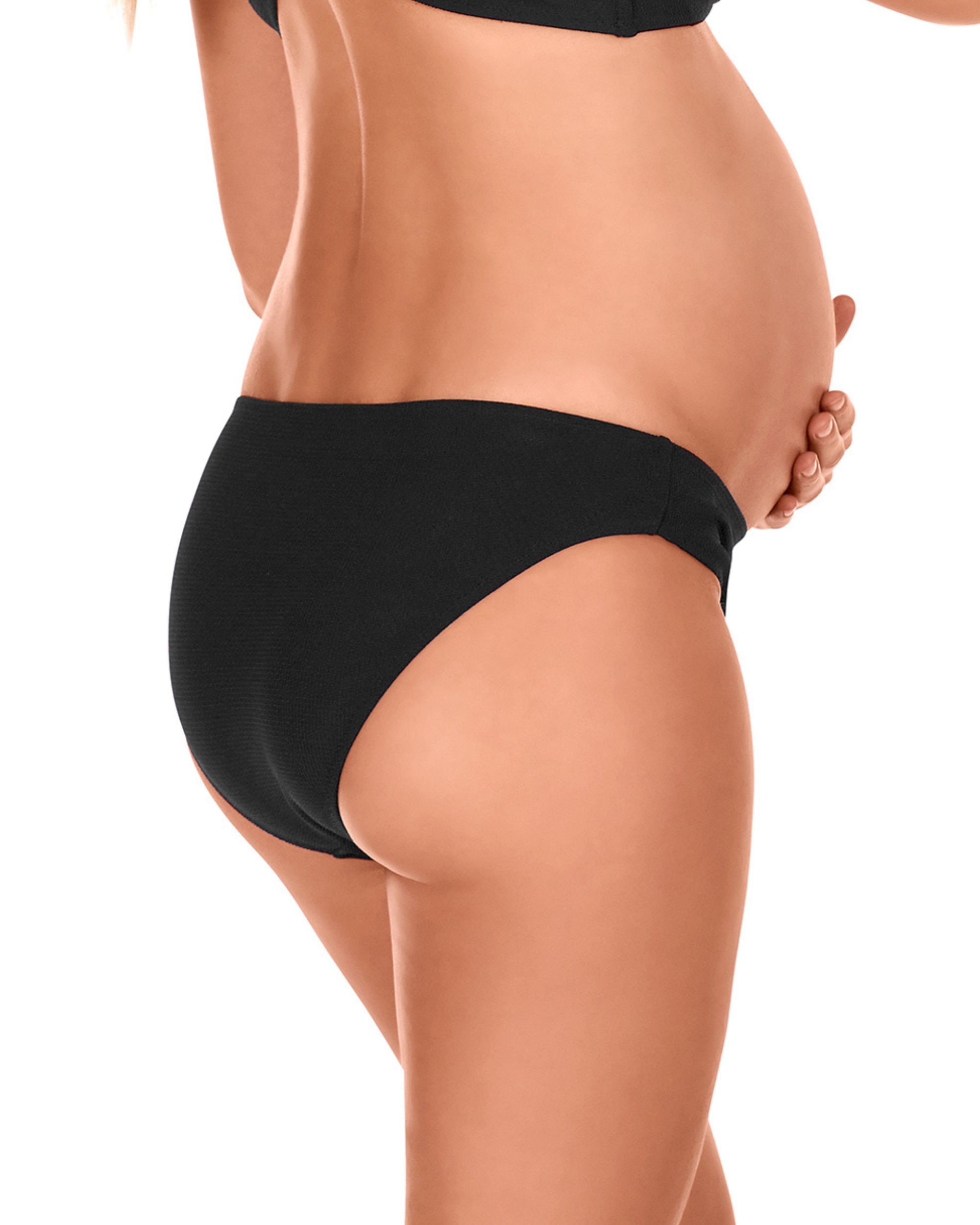 Braga de bikini premamá talle bajo y estampado con textura en color - Dolores Cortés - Negro Negro-2