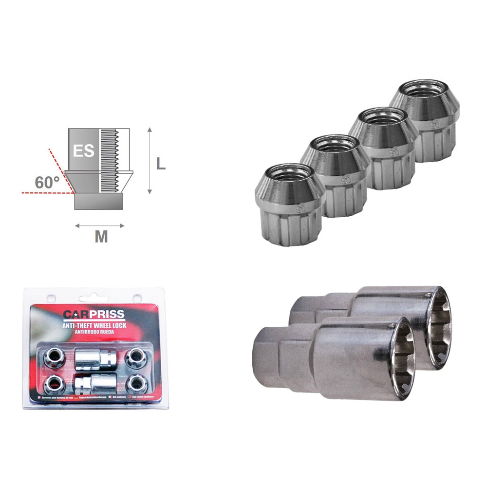 Imagen 0 de Tuerca antirrobo de coche M12X1.5 2 Llaves Carpriss