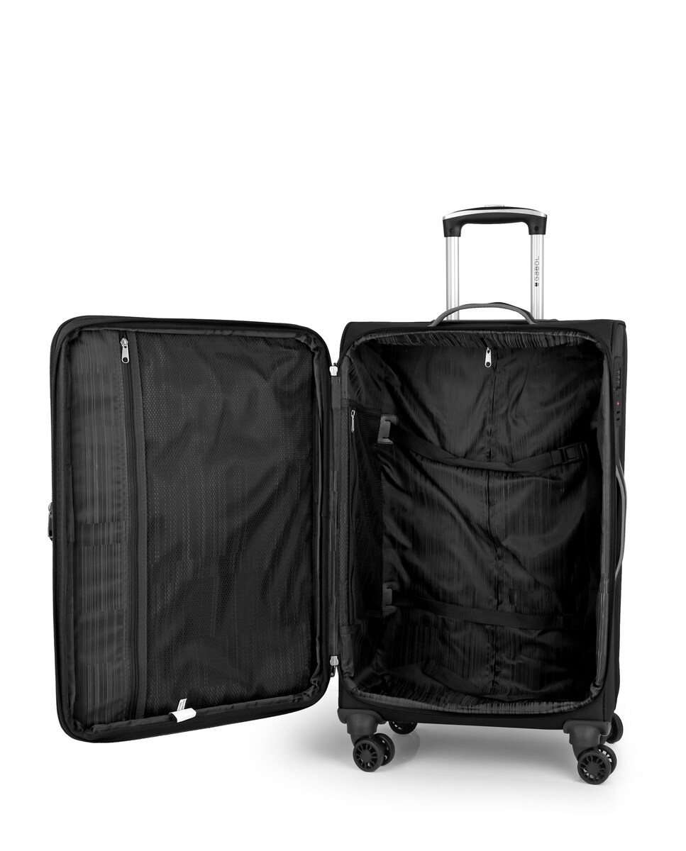 Maleta mediana expandible Zambia blanda hasta 78 L Negro-4