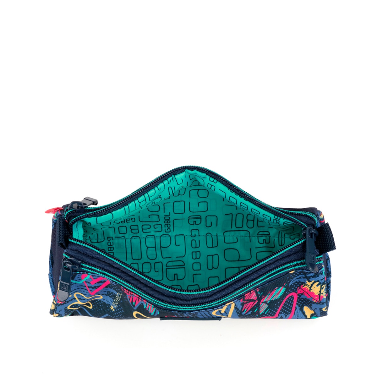 Estuche triple Gabol TIZAS con corazones y resistente al agua Azul marino-4