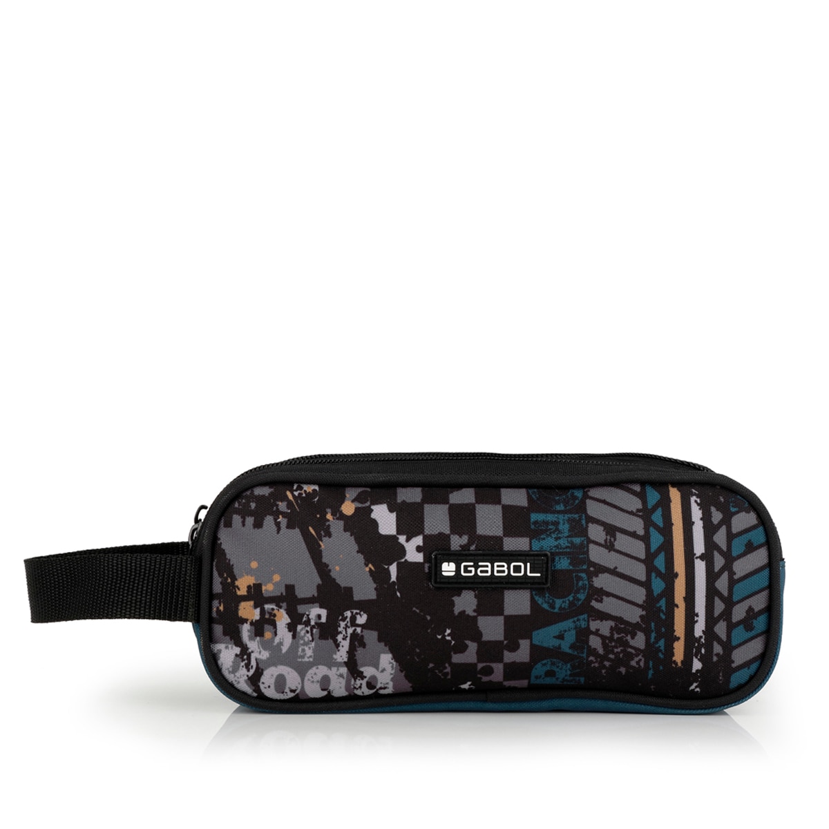 Estuche triple Gabol ROAD azul y negro y resistente al agua.