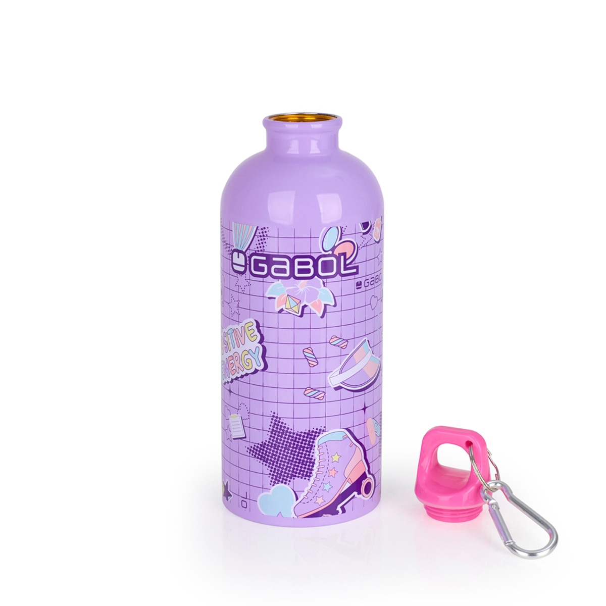 Imagen 2 de Botella de acero inoxidable Gabol FUNNY sin BPA de 600ml Lila