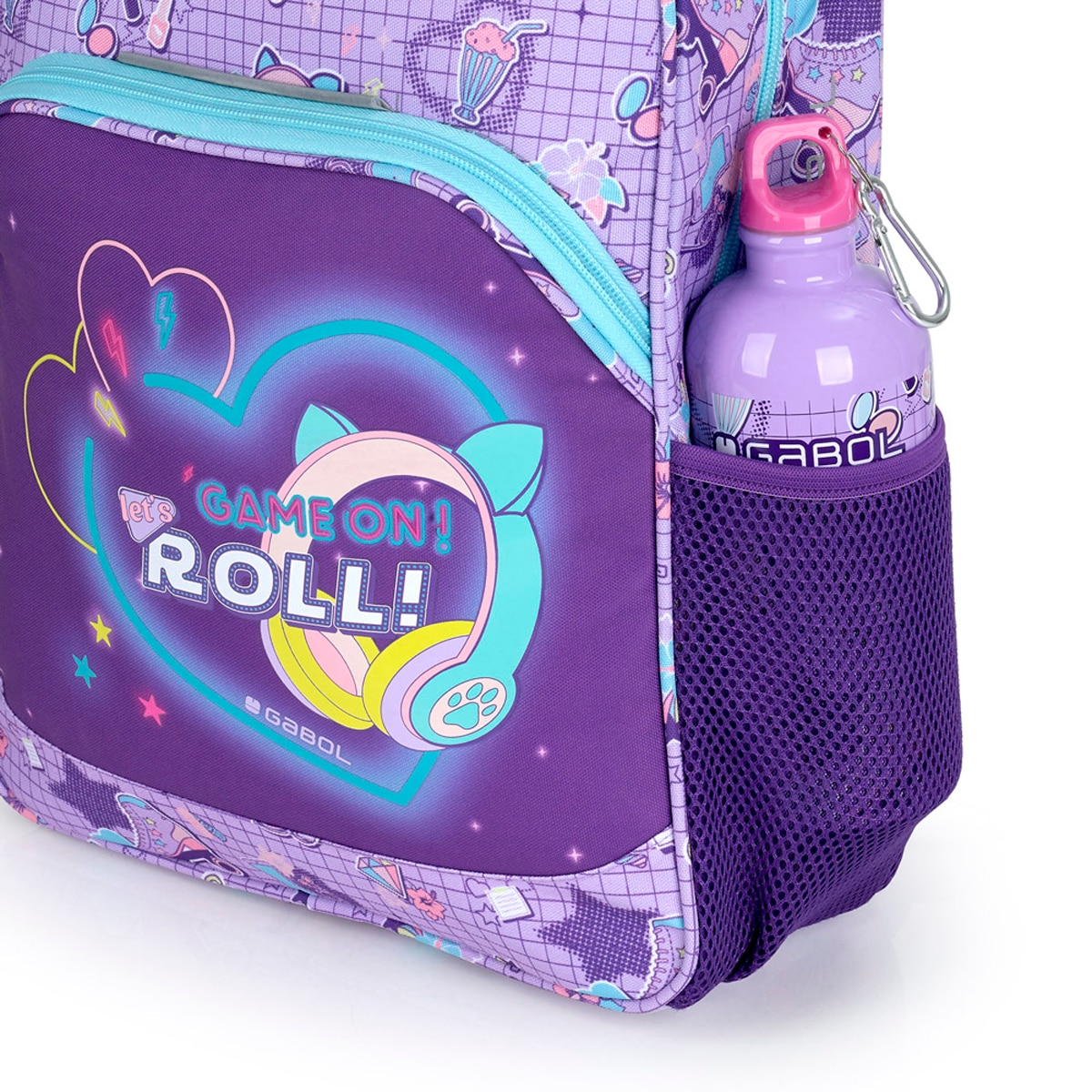 Imagen 3 de Botella de acero inoxidable Gabol FUNNY sin BPA de 600ml Lila