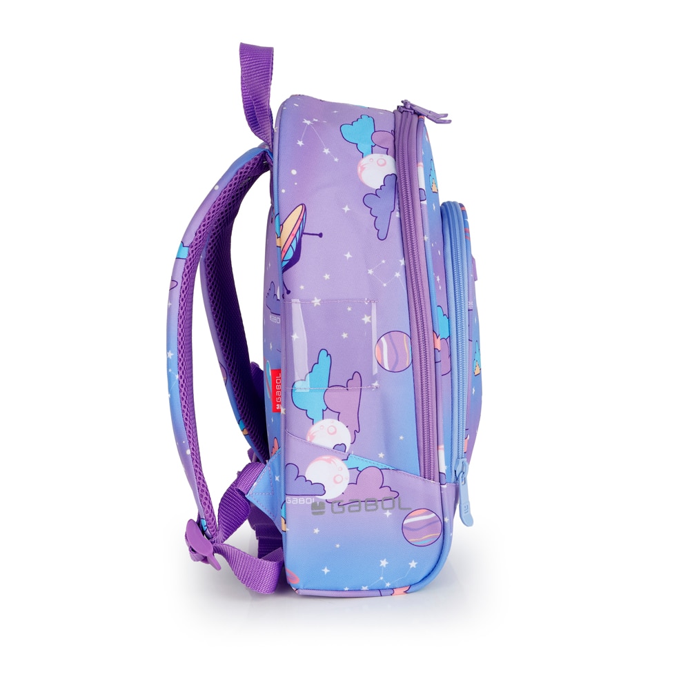 Mochila pequeña infantil Gabol Cosmos de poliéster resistente al agua Lila-2