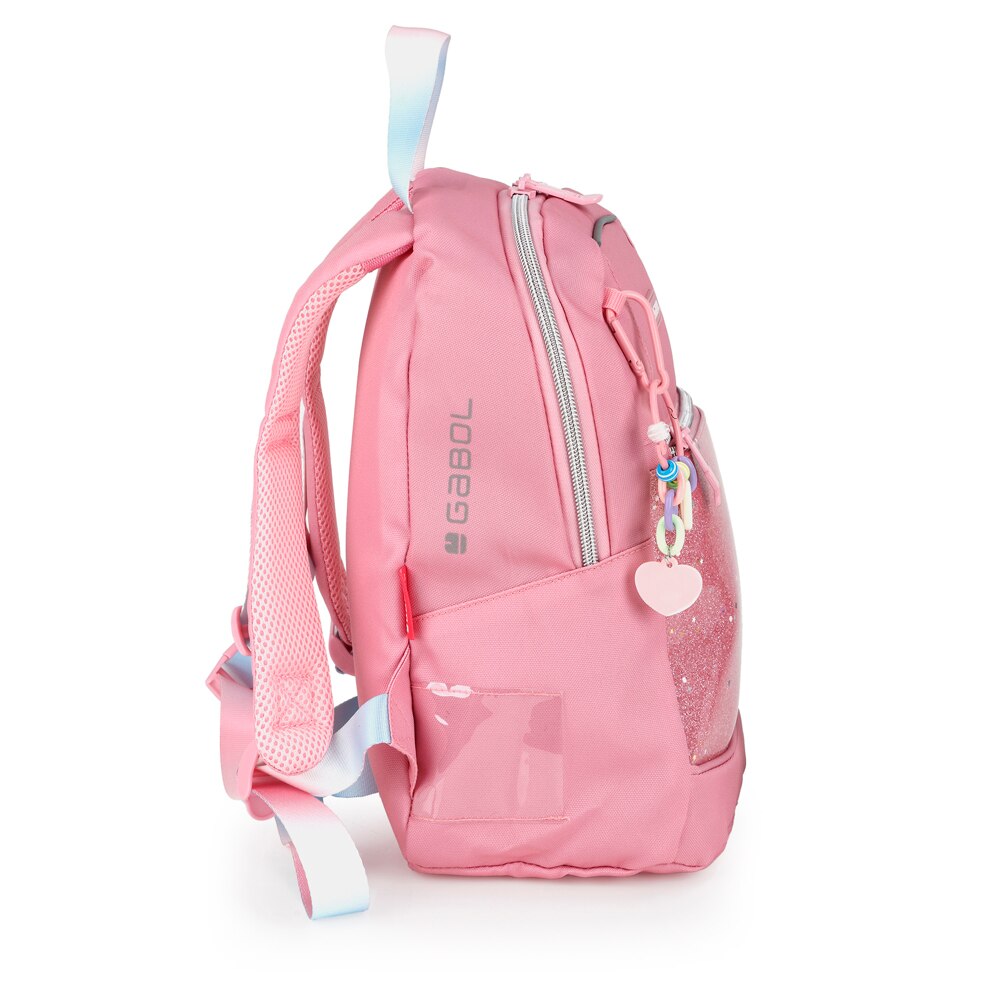 Mochila mini  Gabol Glam de poliéster y purpurina Rosa-3