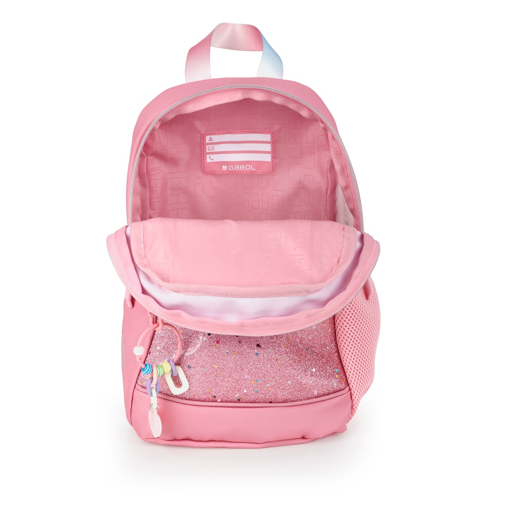 Mochila mini  Gabol Glam de poliéster y purpurina Rosa-5