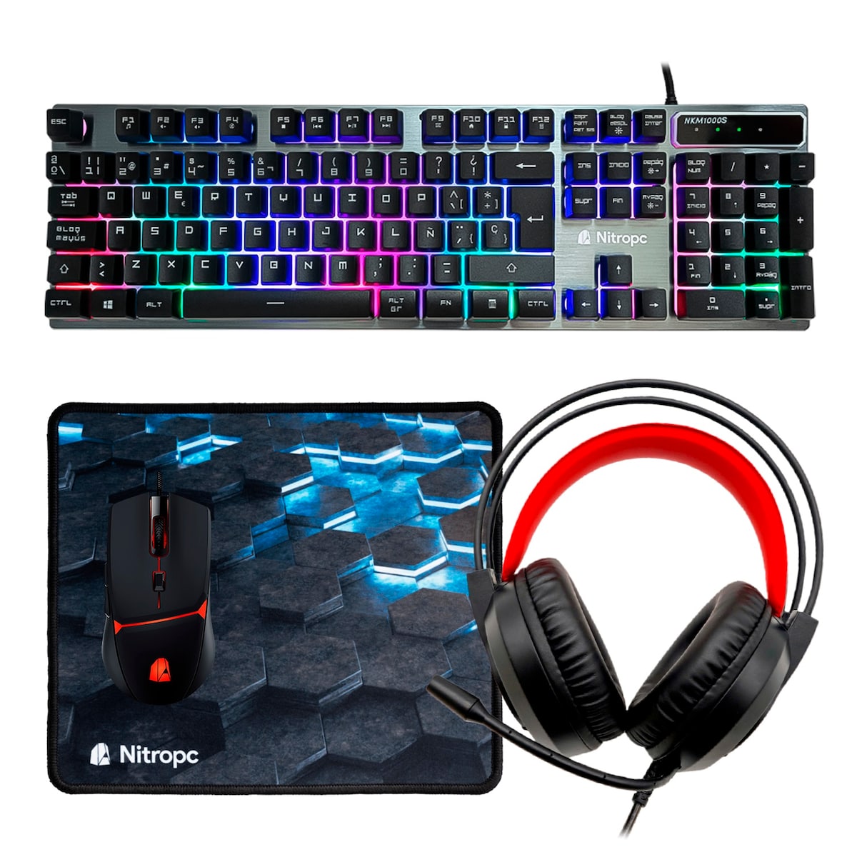 Sobremesa Gaming Nitropc Pack Bronze, Ryzen 5, 16GB, 1TB SSD, Vega 7 + Accesorios Negro-6