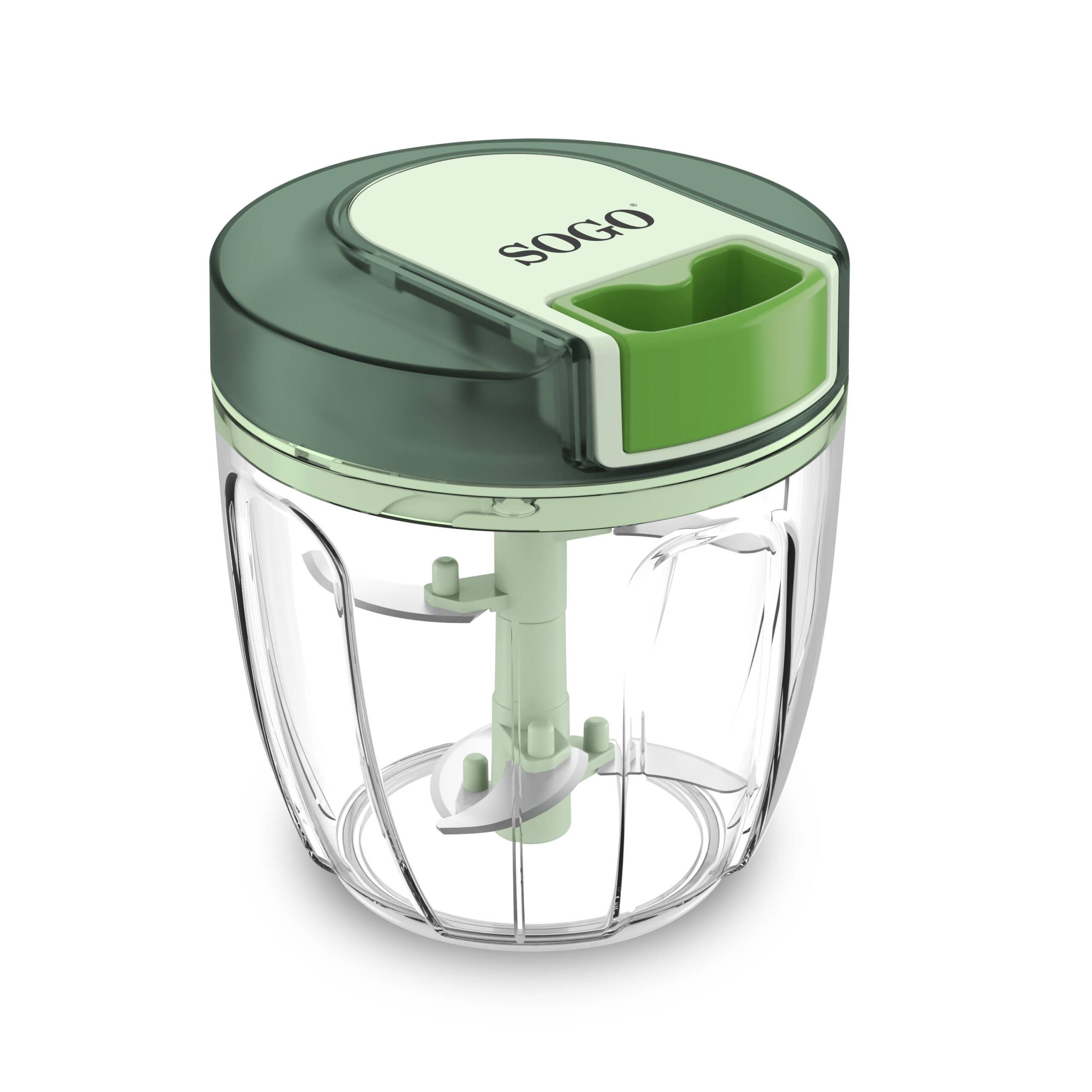 Picadora Sogo manual de 900 ml con Cuchillas de Acero Inoxidable 420 | Sin BPA, Apta para Lavavajillas y con Cordón Resistente - Verde Verde-1