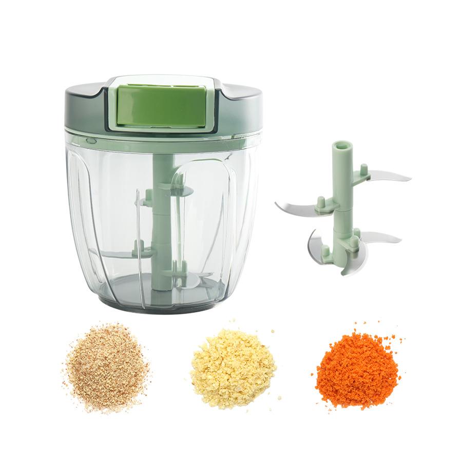 Picadora Sogo manual de 900 ml con Cuchillas de Acero Inoxidable 420 | Sin BPA, Apta para Lavavajillas y con Cordón Resistente - Verde Verde-3