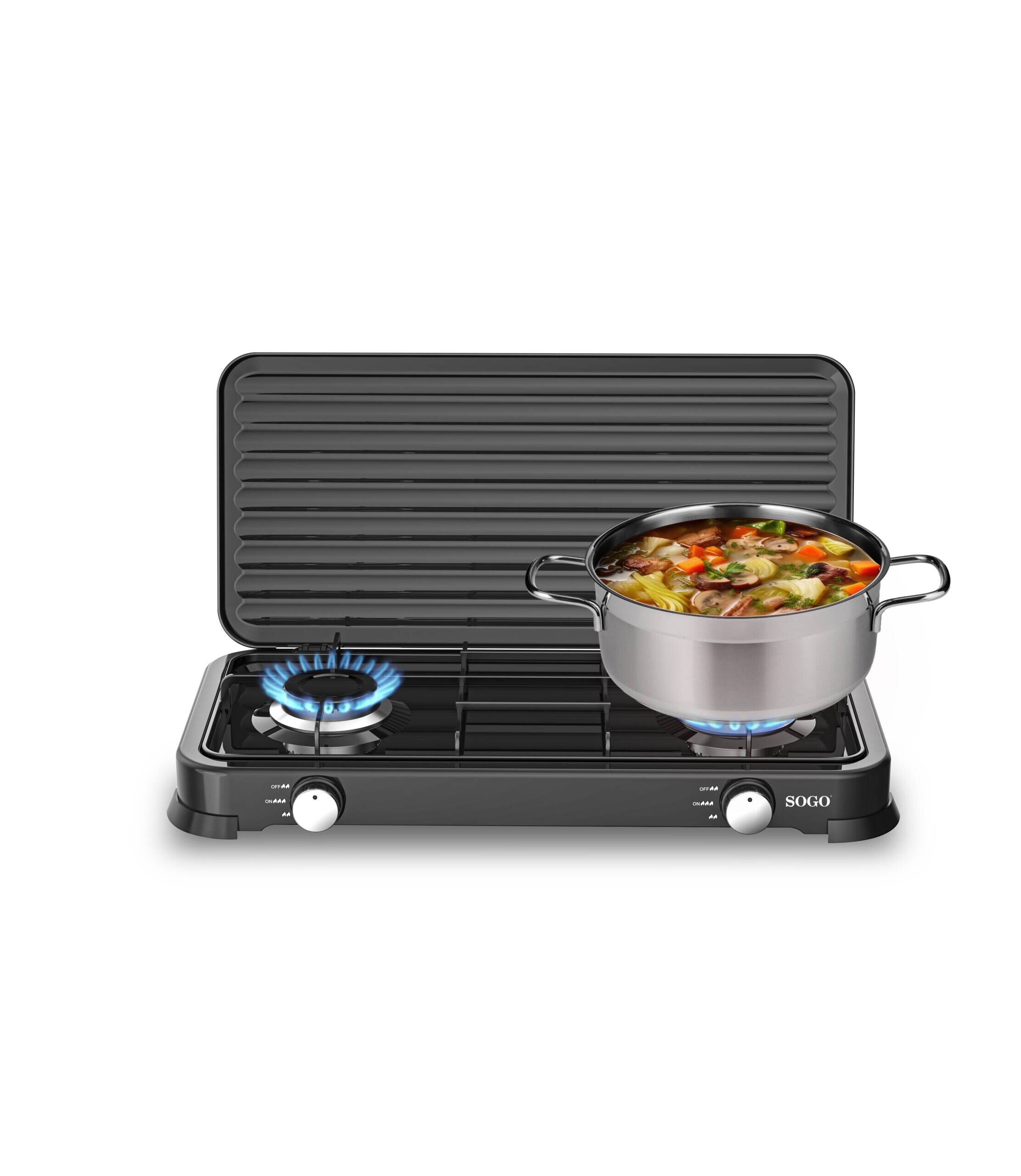 Imagen 3 de Hornillo de gas Sogo 2 fuegos 103Mm COC-SS-10235 - Negro Negro