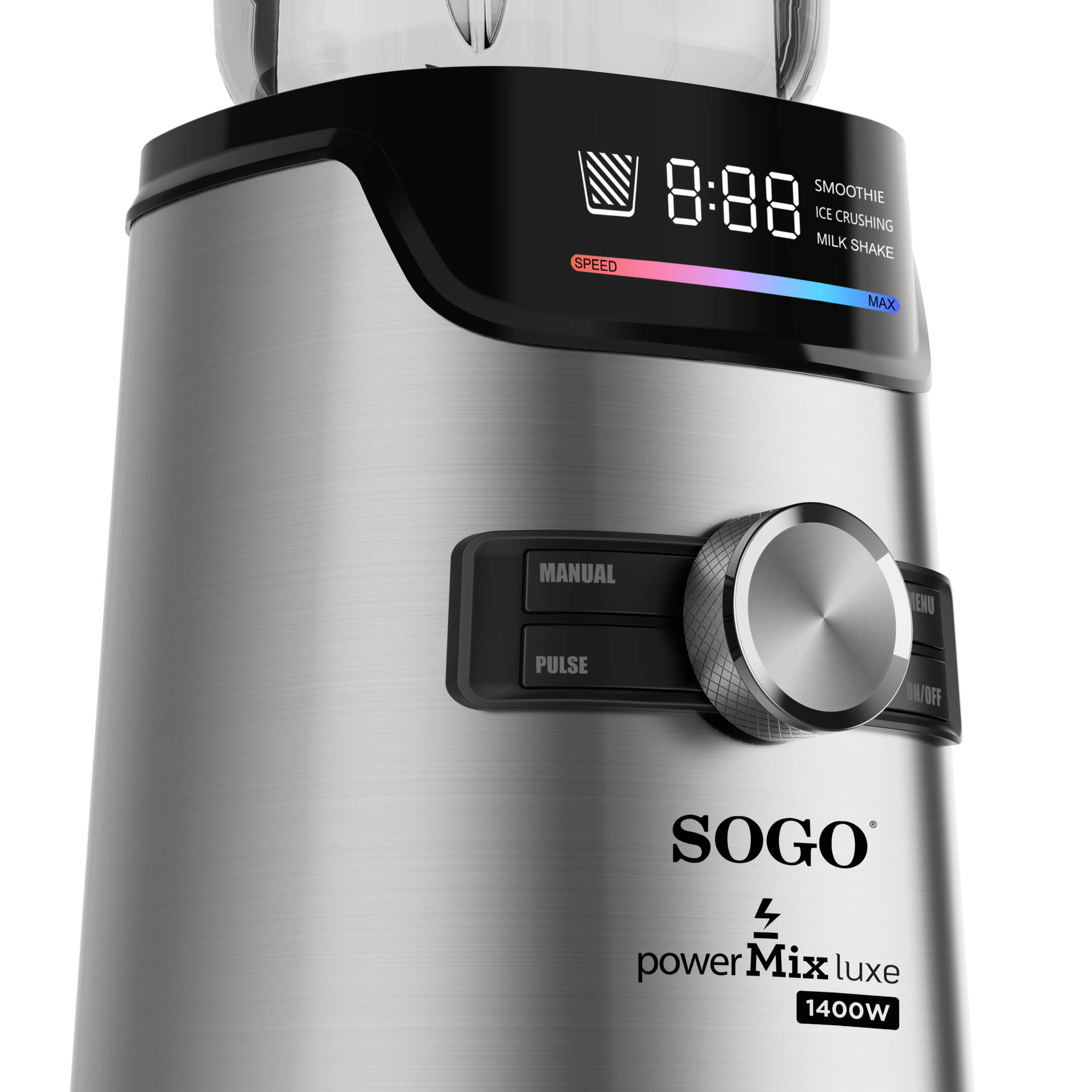 Batidora de vaso Sogo con 6 velocidades función Pulse 1400W - Acero / Negro Acero / Negro-3
