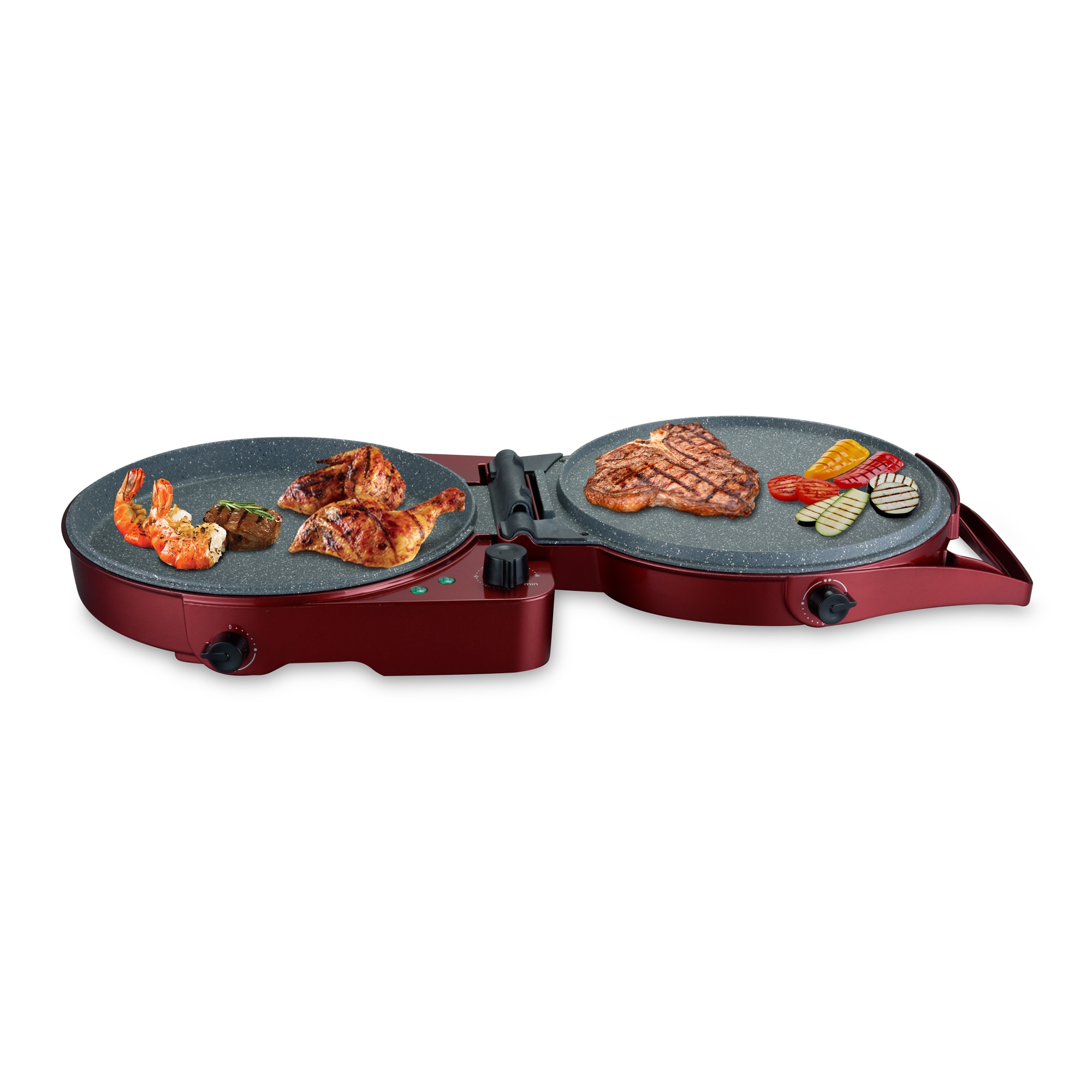 Parrilla 2 en 1 Sogo de Pizza y barbacoa - Rojo Rojo-2