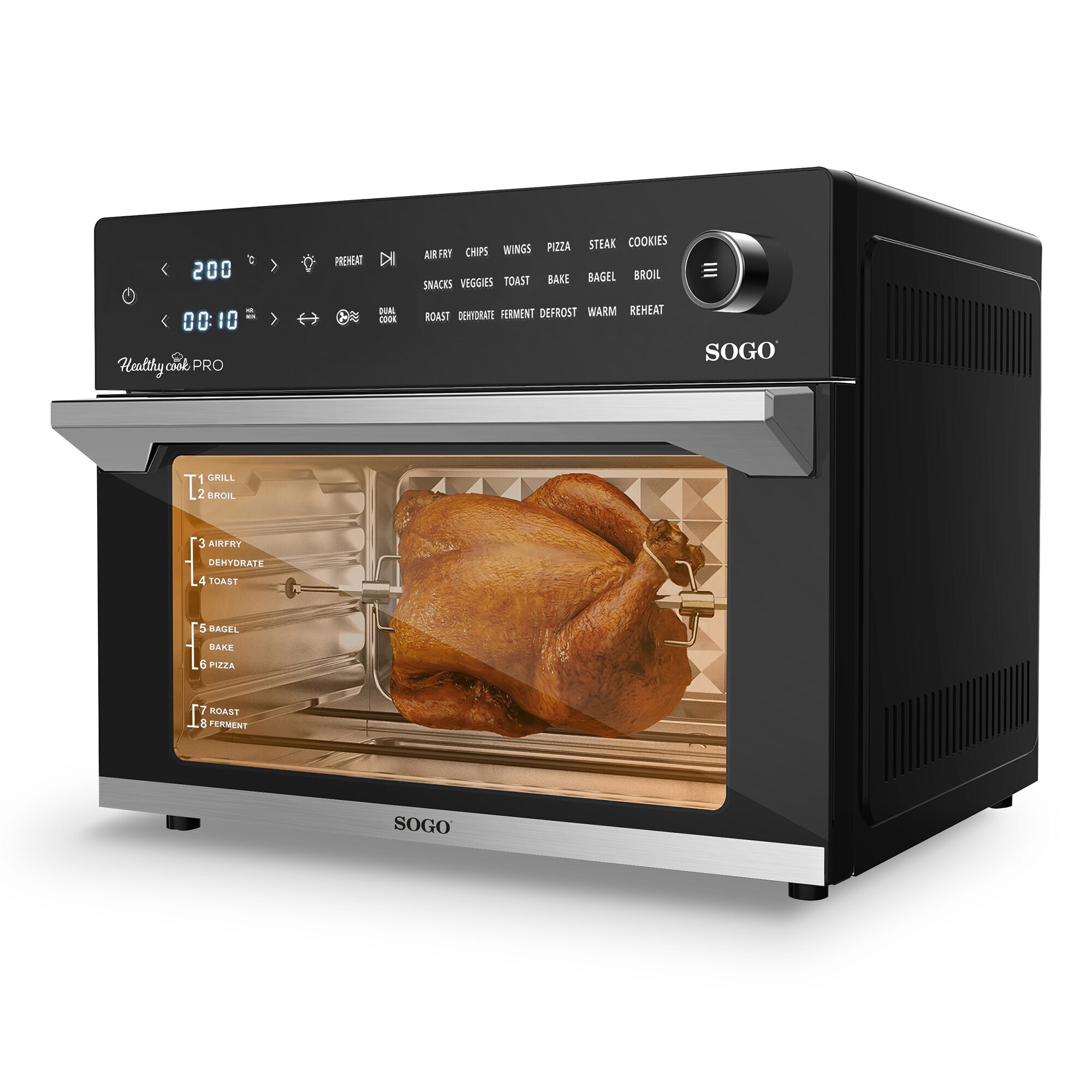Freidora de aire sin aceite Sogo Healthy Cook FRE-SS-10495 Multifunción 4 en 1 - Negro Negro-2