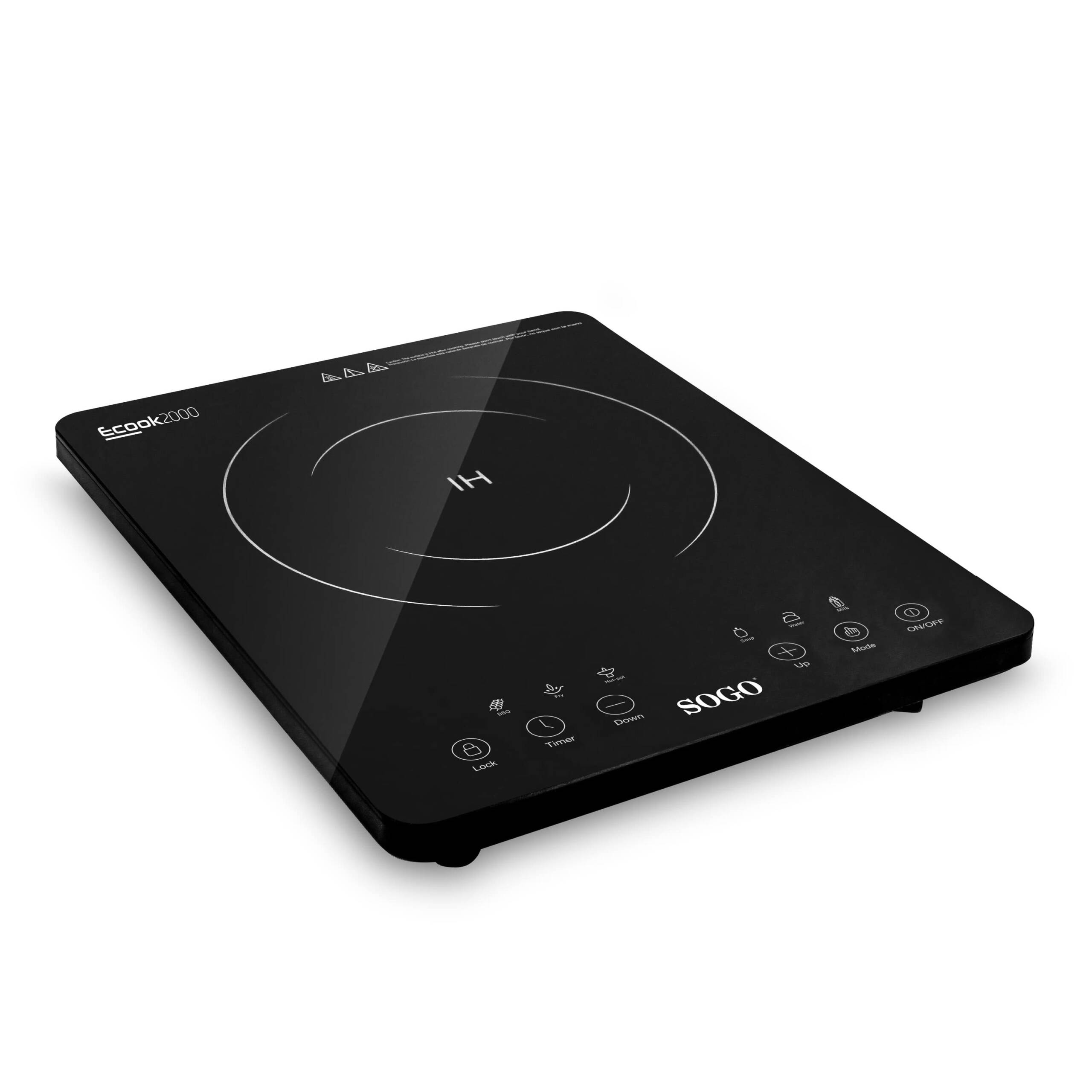 Placa de inducción digital Sogo ECOOK 2000 con panel táctil y superficie de vidrio pulido - Negro Negro-2