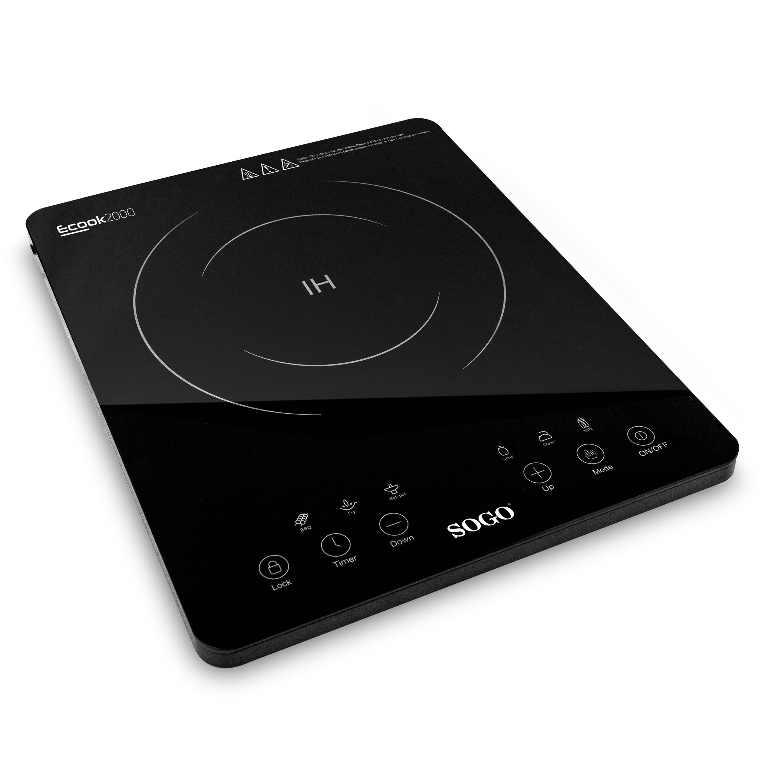 Placa de inducción digital Sogo ECOOK 2000 con panel táctil y superficie de vidrio pulido - Negro Negro-3
