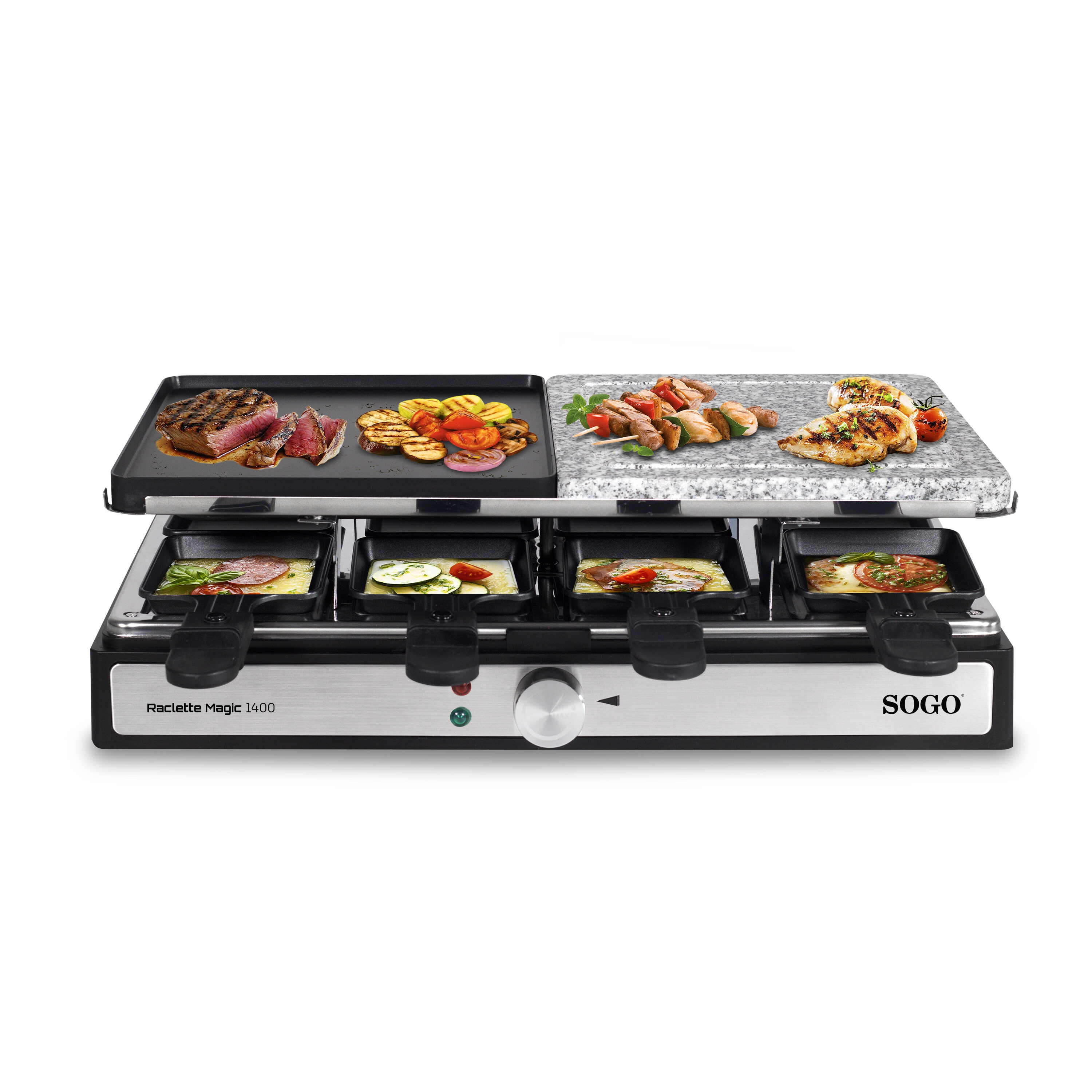 Parrilla raclette 3 en 1 Sogo BAR-SS-10387 Magic 1400 - Negro Negro-3