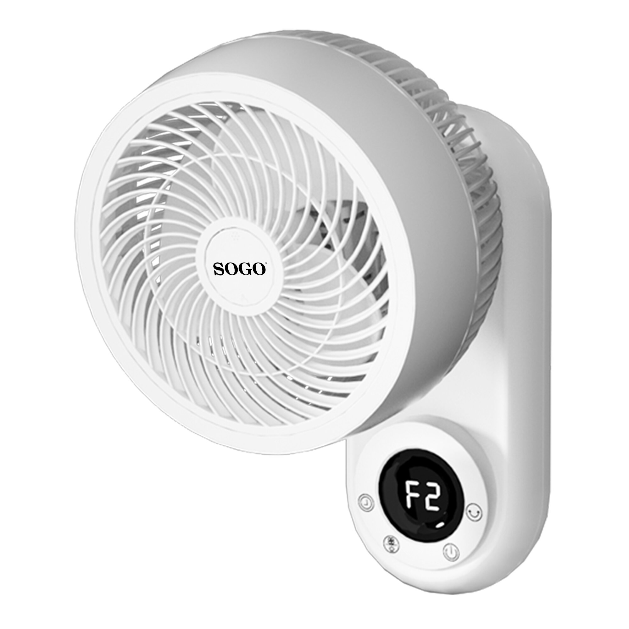 Sogo - Ventilador de pared Sogo con mando, oscilación-inclinación ajustable de 10” 25cm - 50w y 3 Aspas.