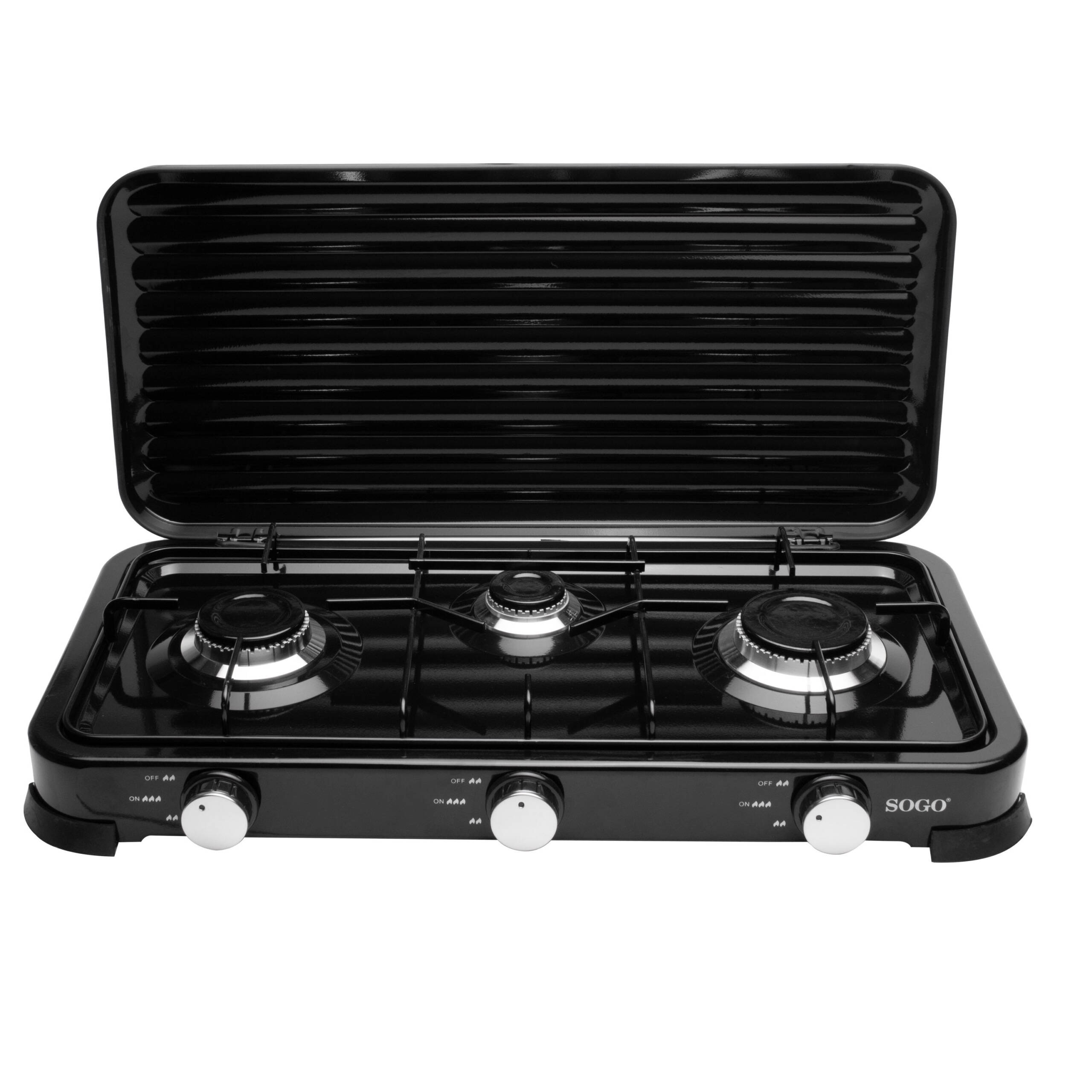 Hornillo de gas Sogo 3 fuegos 2X103Mm+1X68.6Mm COC-SS-10237 - Negro Negro-4