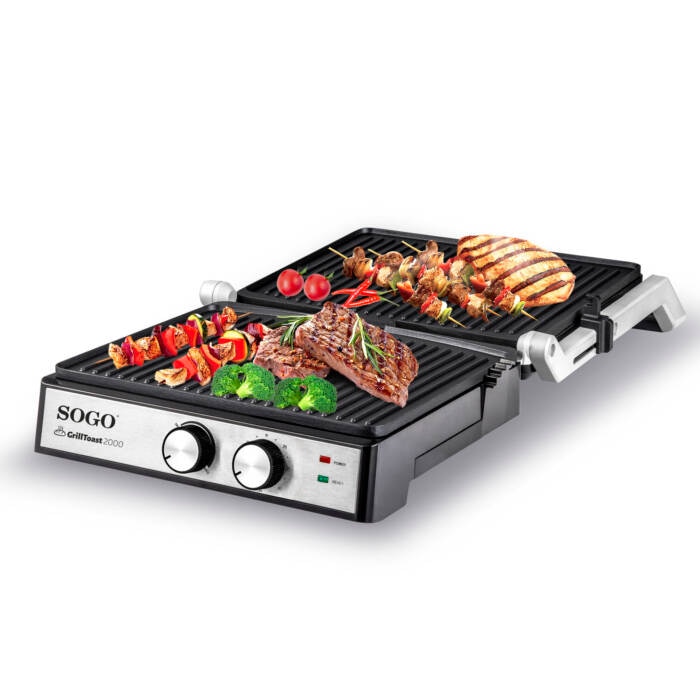 Plancha grill Sogo SAN-SS-7132 Panini Pressy sandwichera 2000w - Acero / Negro Acero / Negro-3