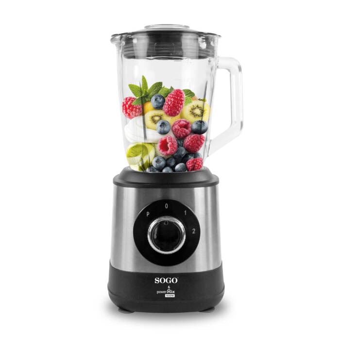 Batidora de vaso Sogo BAT-SS-5585 Inox con Luz LED 1500W - Acero / Negro Acero / Negro-3