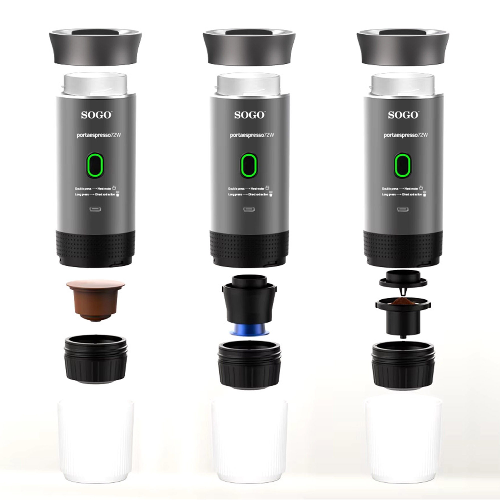 Cafetera de cápsulas Sogo CAF-SS-5622 portátil recargable 1 taza - Negro Negro-4