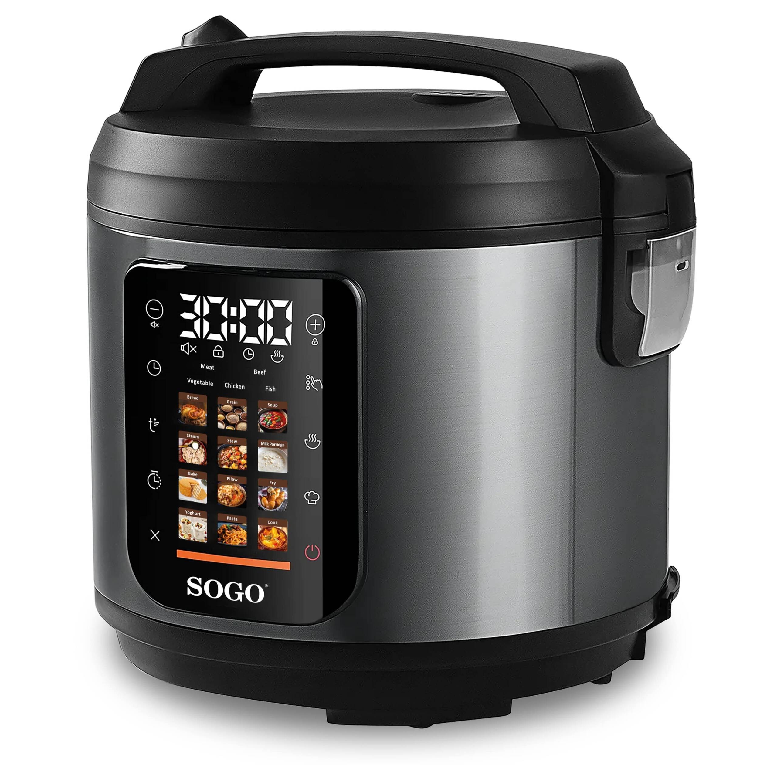 Olla eléctrica Sogo Deluxe con 14 funciones automáticas 5L 900W - Acero / Negro Acero / Negro-3