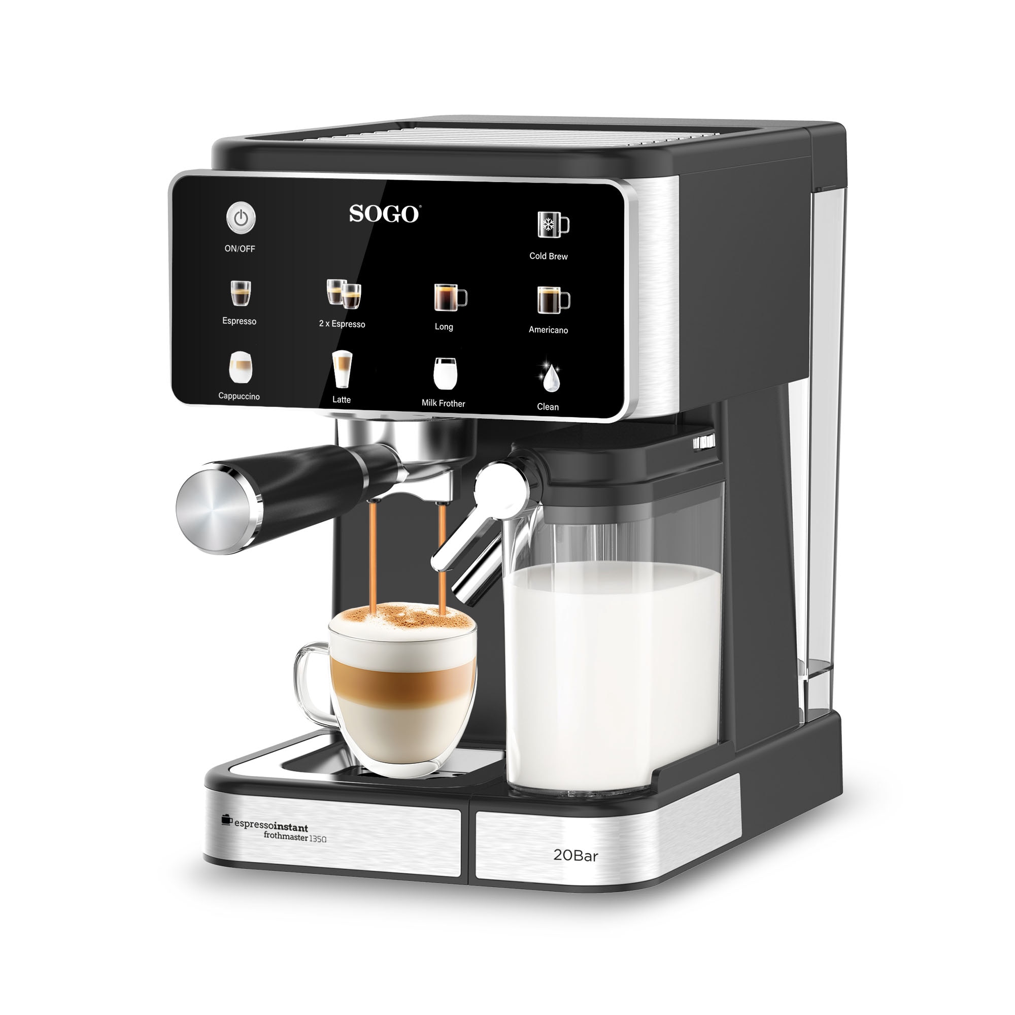 Cafetera Espresso manual Sogo con sistema Thermoblock 1350W 20 bar - Negro / Acero Inox Negro / Acero Inox-2