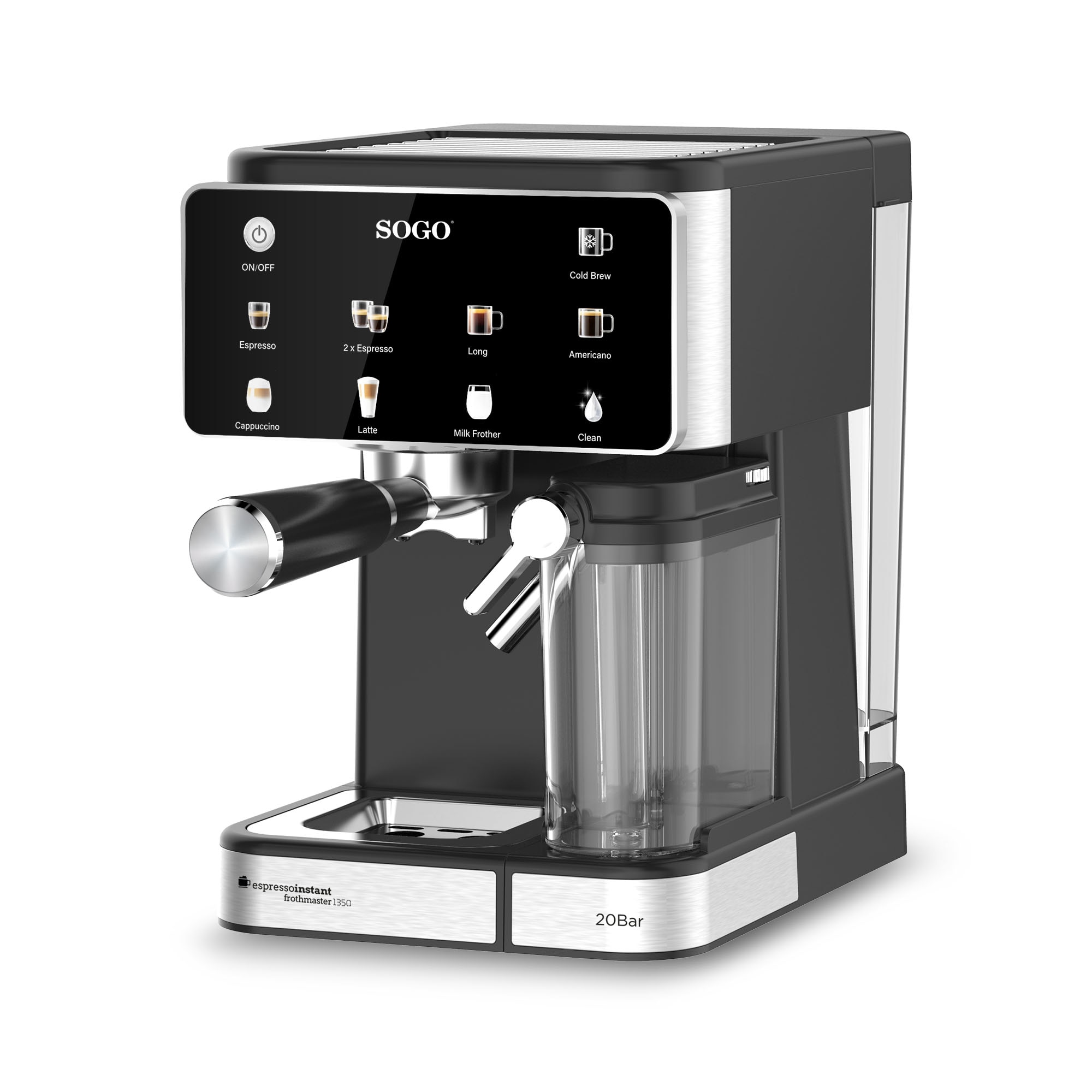 Cafetera Espresso manual Sogo con sistema Thermoblock 1350W 20 bar - Negro / Acero Inox Negro / Acero Inox-4
