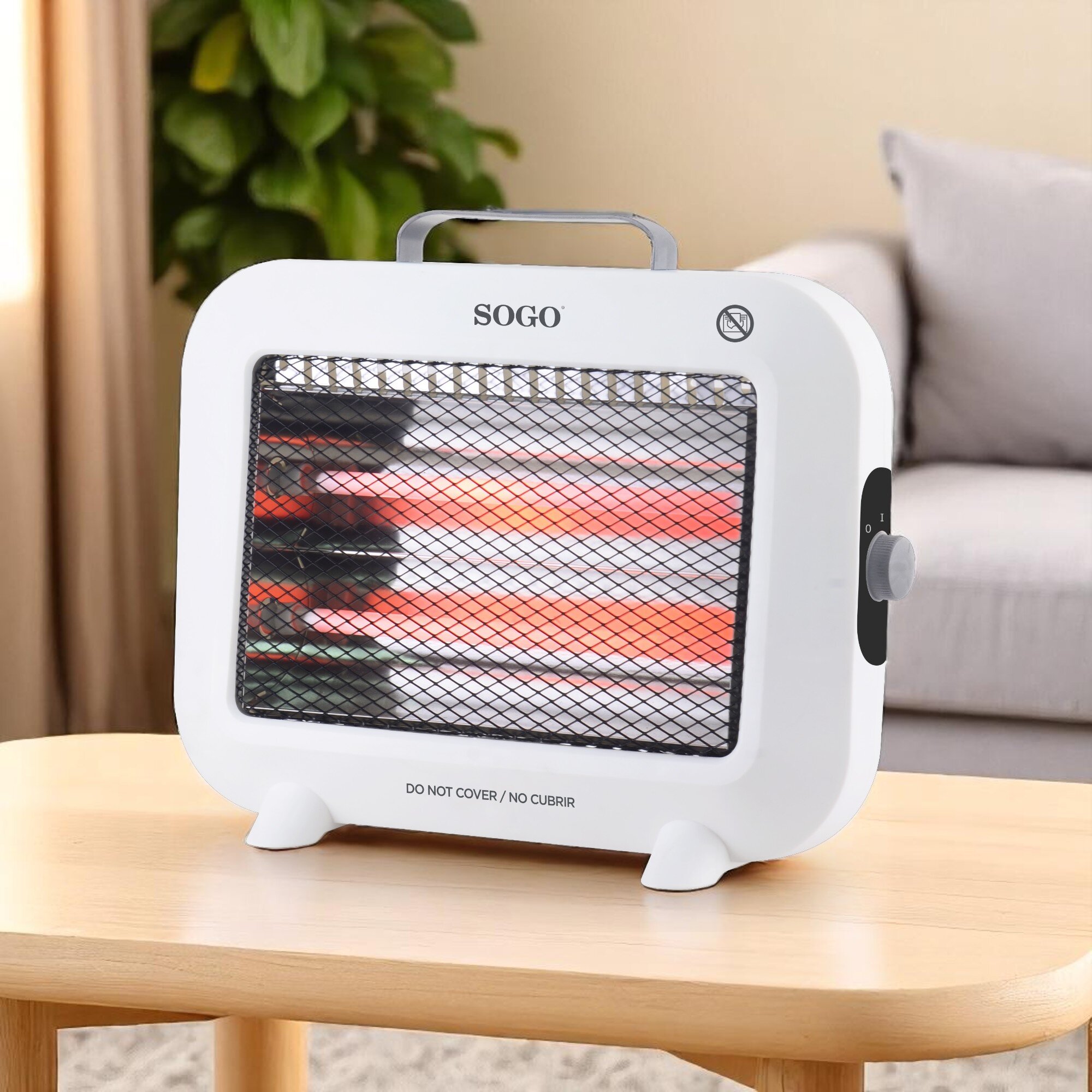 Calefactor de cuarzo Sogo con 2 resistencias 800W - Blanco Blanco-2