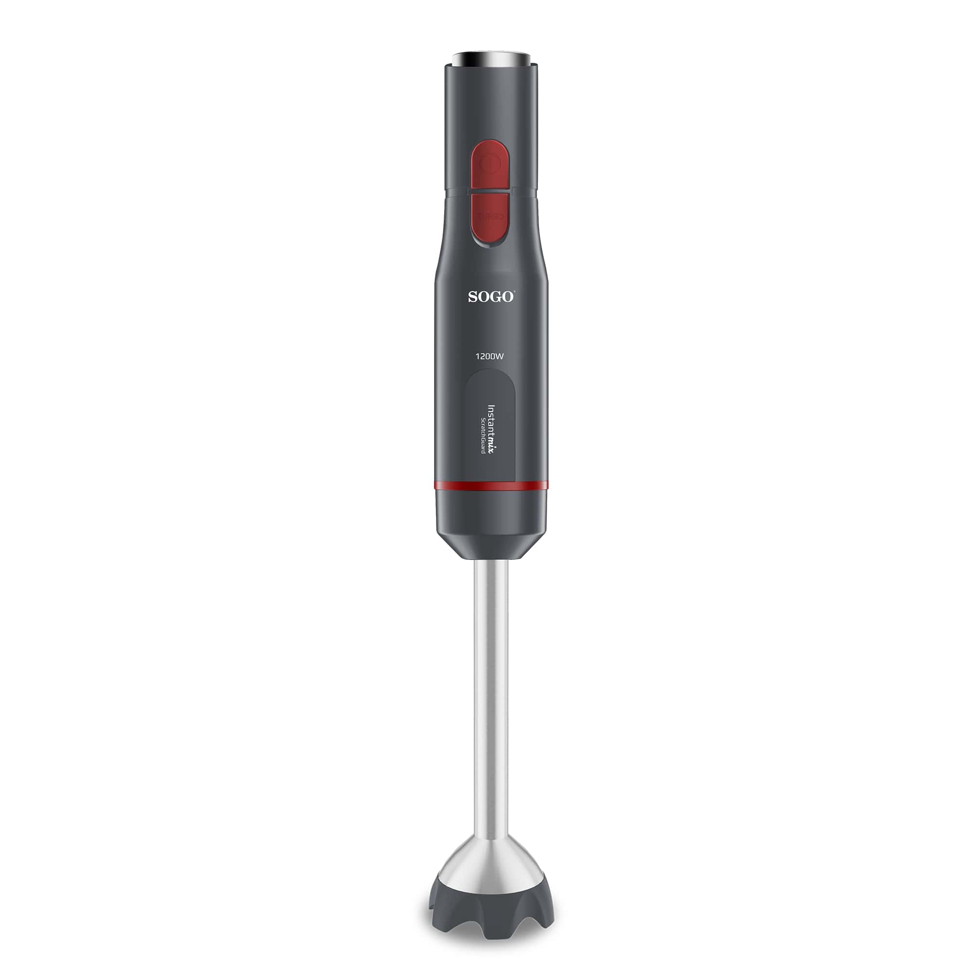 Batidora de mano Sogo BAT-SS-14325 de 800 ml 6 Cuchillas Titanio Turbo y Velocidad Variable Vástago Inox Antiarañazos Accesorios Sin BPA 1200W - Gris Gris-2