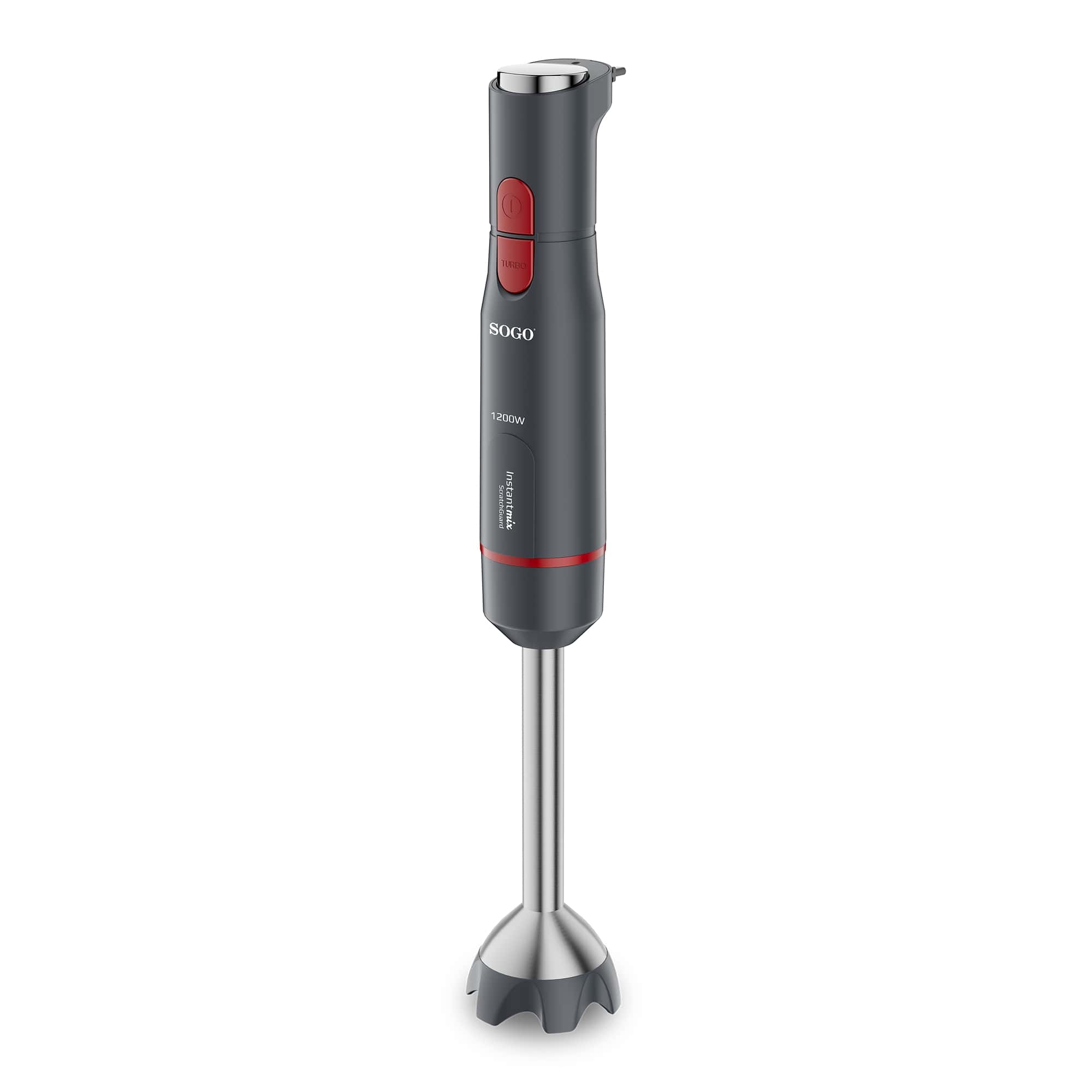 Batidora de mano Sogo BAT-SS-14325 de 800 ml 6 Cuchillas Titanio Turbo y Velocidad Variable Vástago Inox Antiarañazos Accesorios Sin BPA 1200W - Gris Gris-3