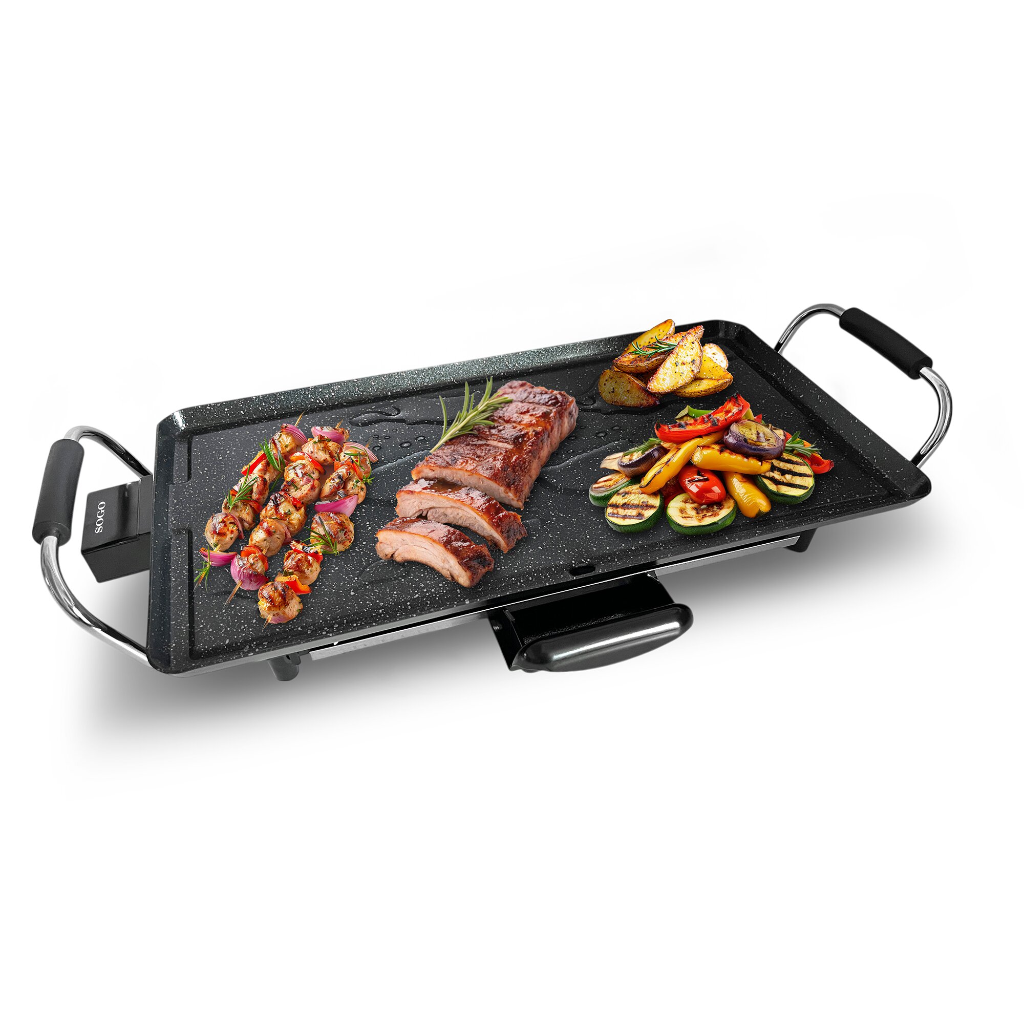 Imagen 3 de Plancha de asar Sogo con revestimiento cerámico doble y termostato extraíble 1800W - Negro Negro