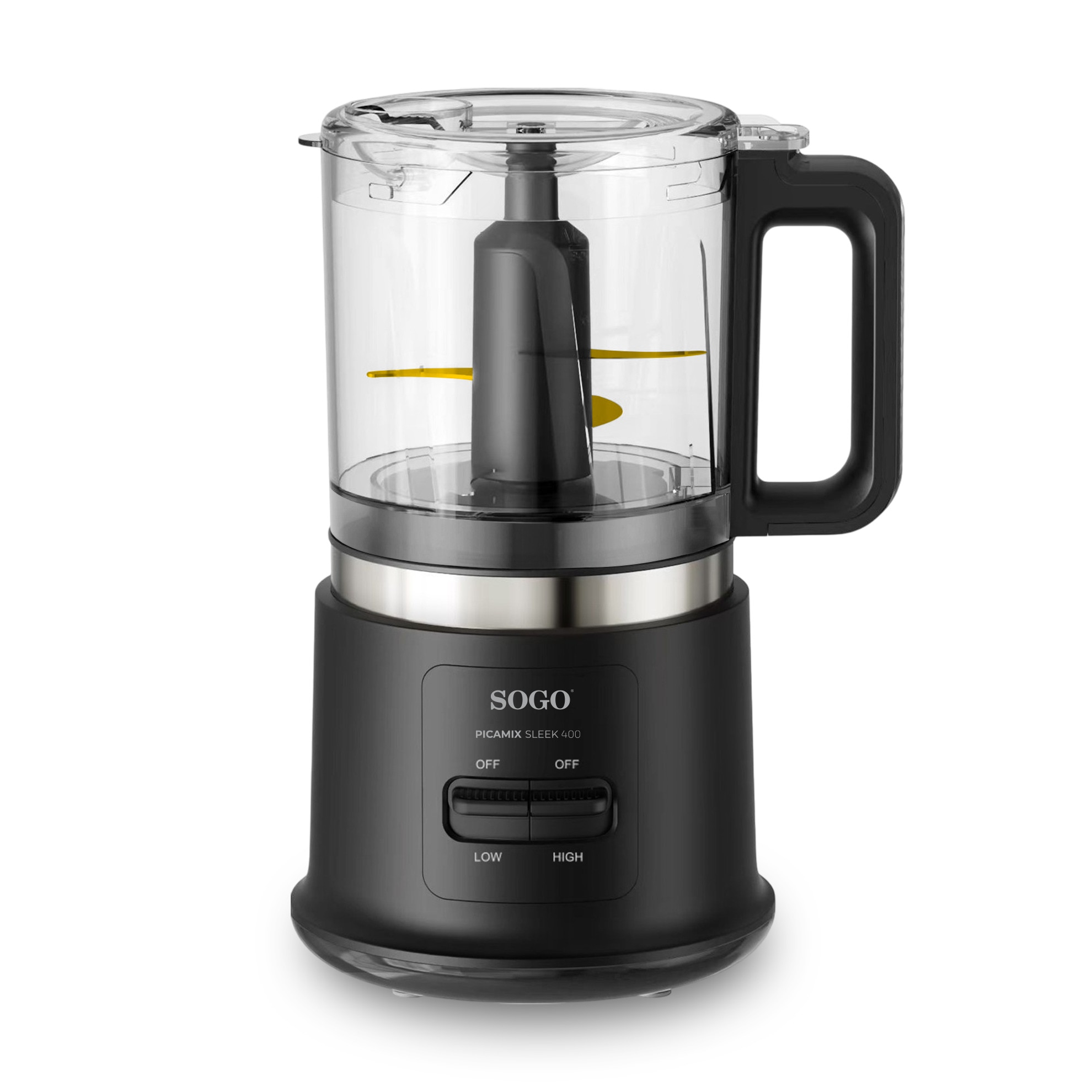Picadora de alimentos Sogo 1L con 4 Cuchillas de Titanio y 2 Velocidades para Carne y Verduras - Negro Negro-1