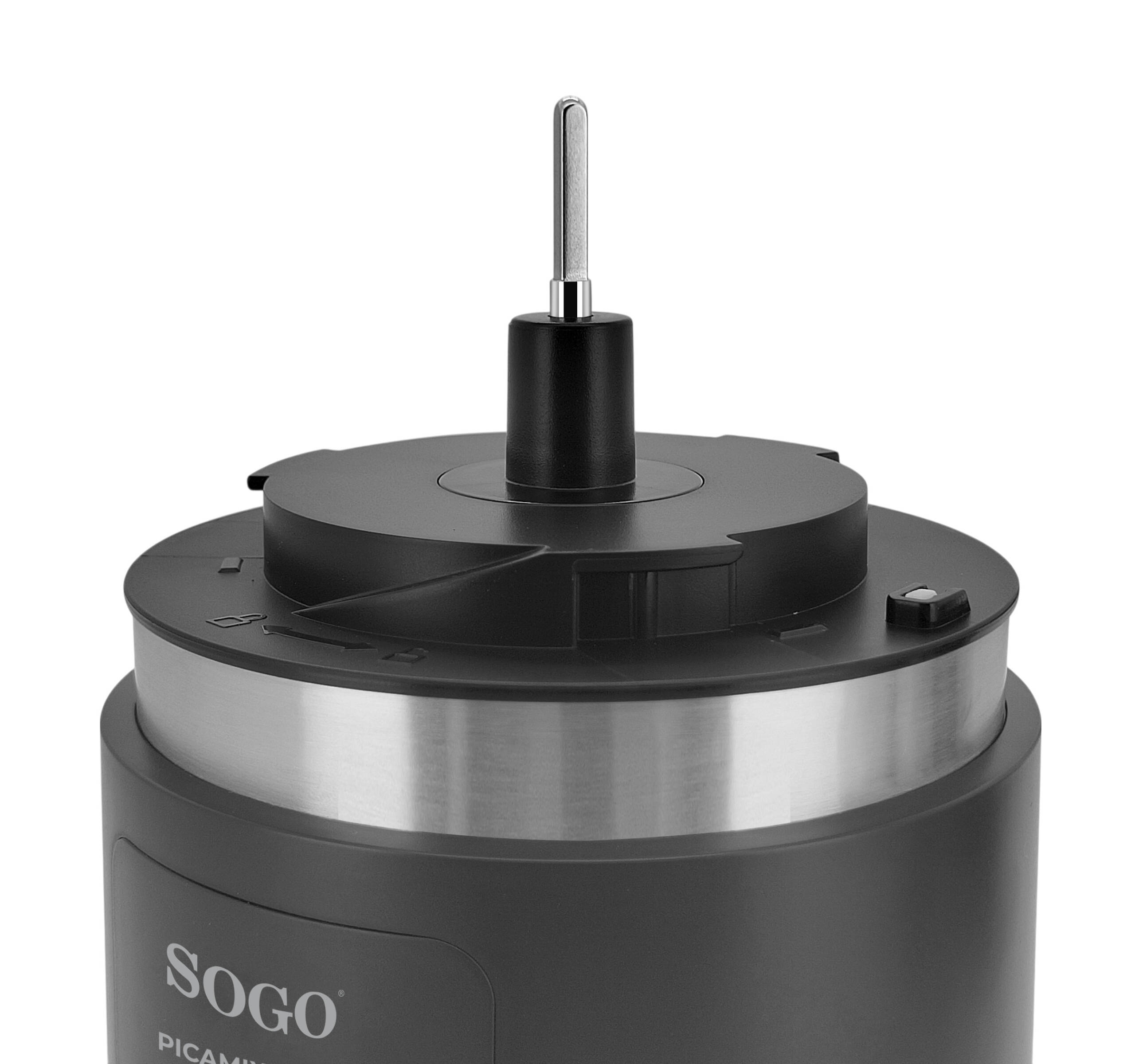 Picadora de alimentos Sogo 1L con 4 Cuchillas de Titanio y 2 Velocidades para Carne y Verduras - Negro Negro-6