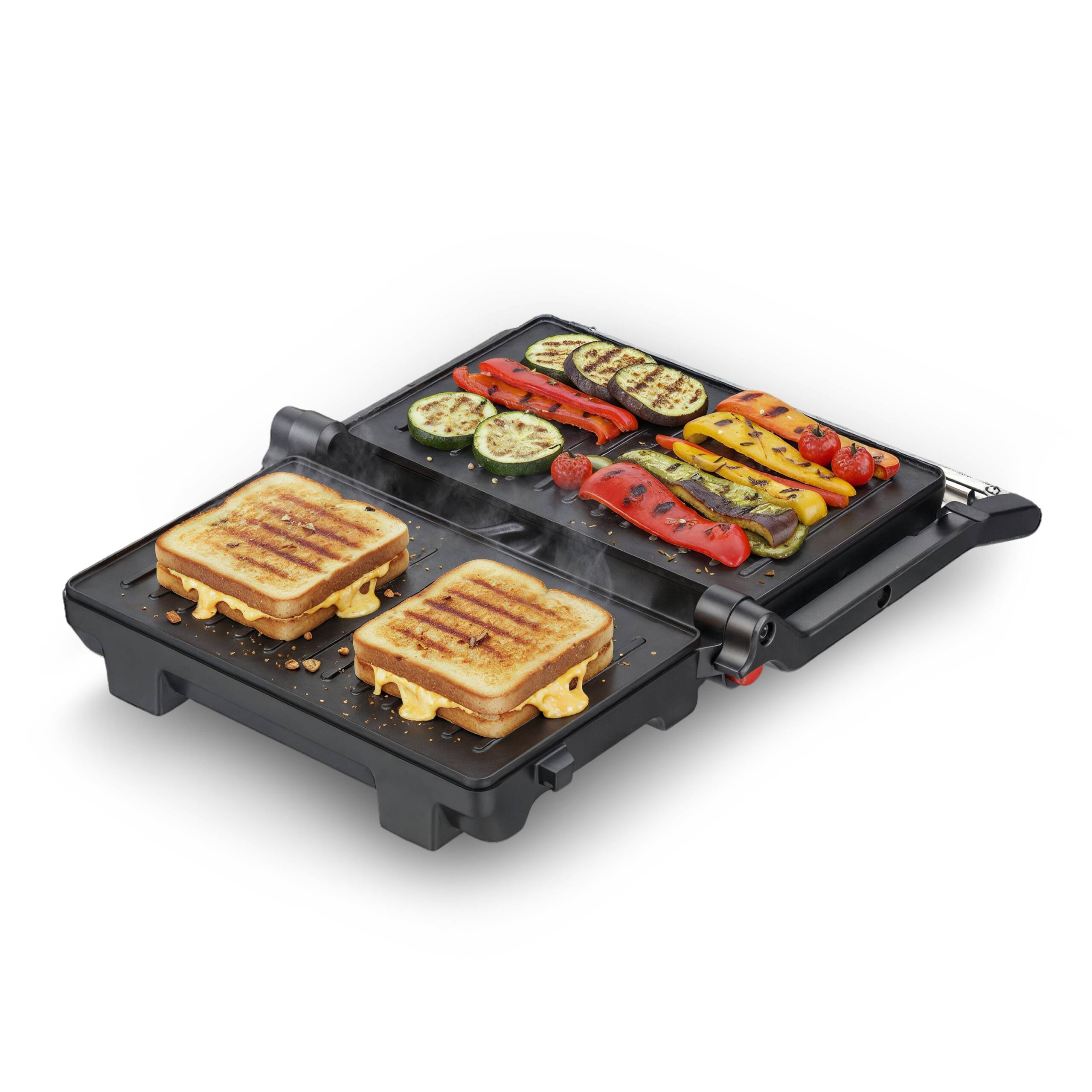 Sandwichera Sogo Panini Press 2 Rebanadas Placa Grill 180º Apertura 1000w - Negro Negro-4