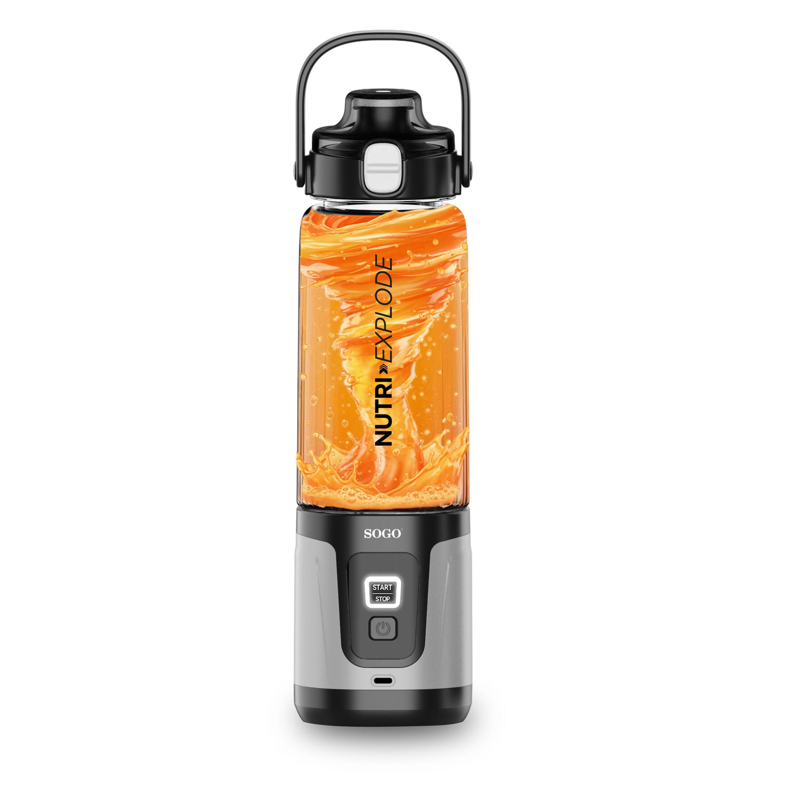 Batidora portátil recargable Sogo con Botella Heladera sin BPA - Gris/Negro Gris/Negro-2