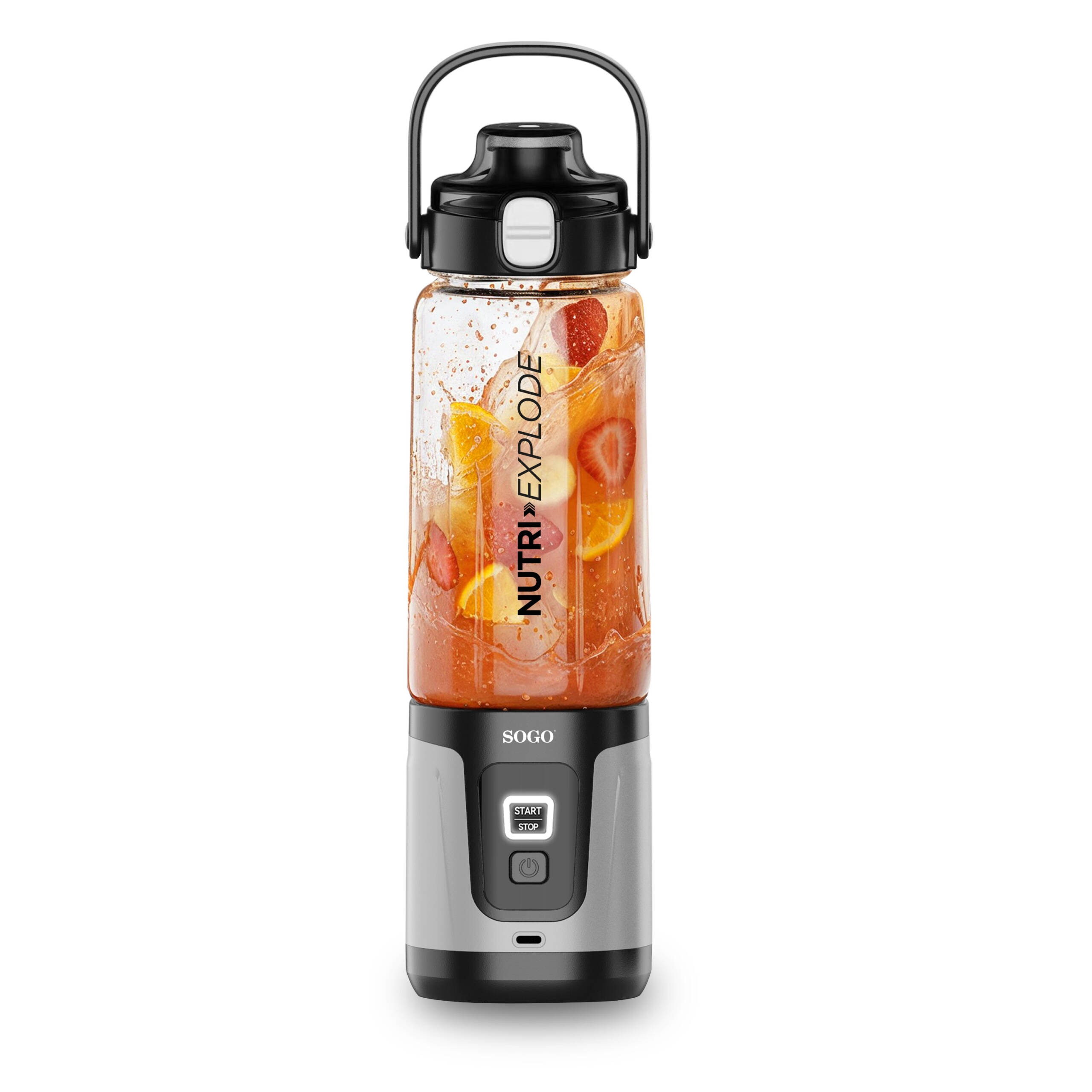 Batidora portátil recargable Sogo con Botella Heladera sin BPA - Gris/Negro Gris/Negro-3