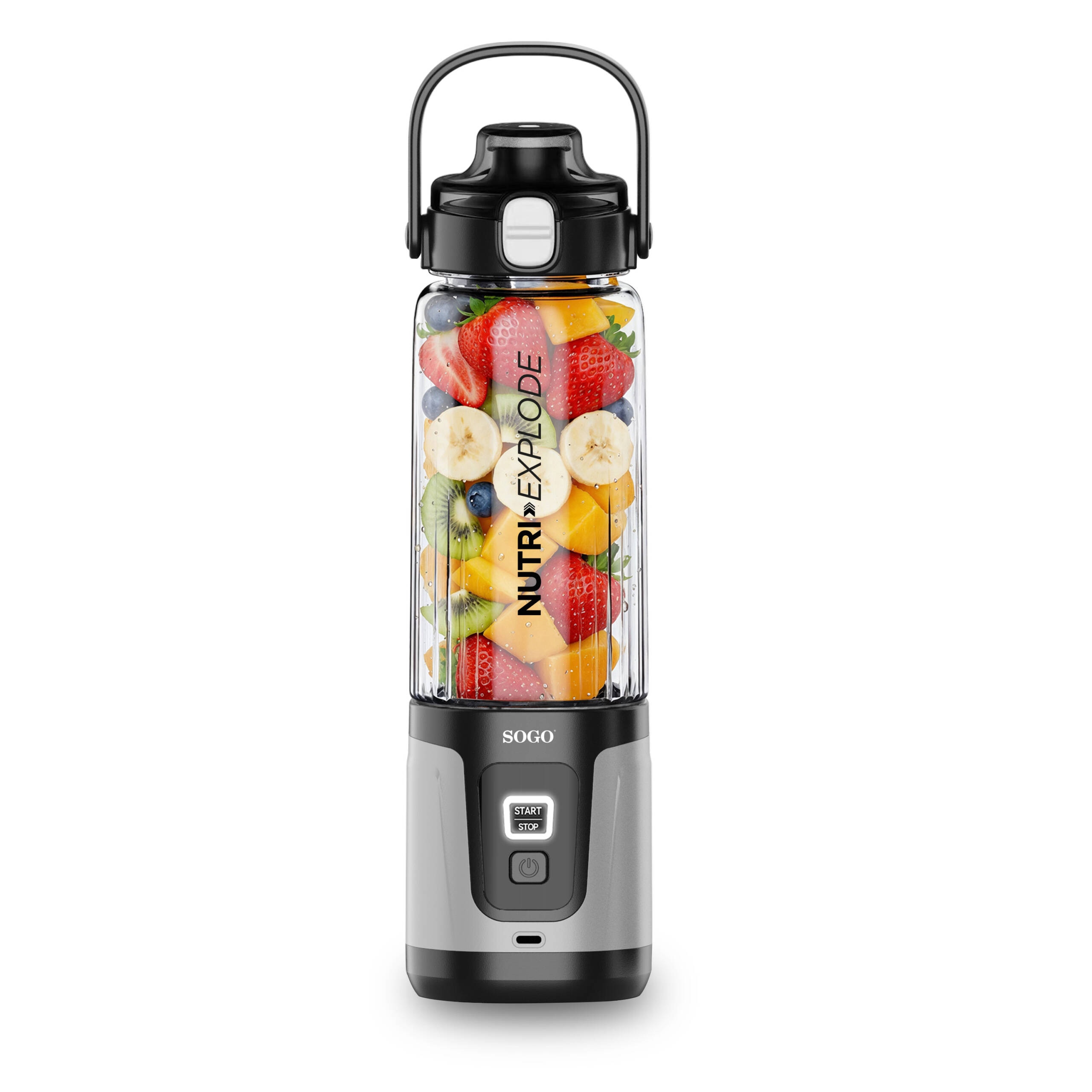 Batidora portátil recargable Sogo con Botella Heladera sin BPA - Gris/Negro Gris/Negro-4