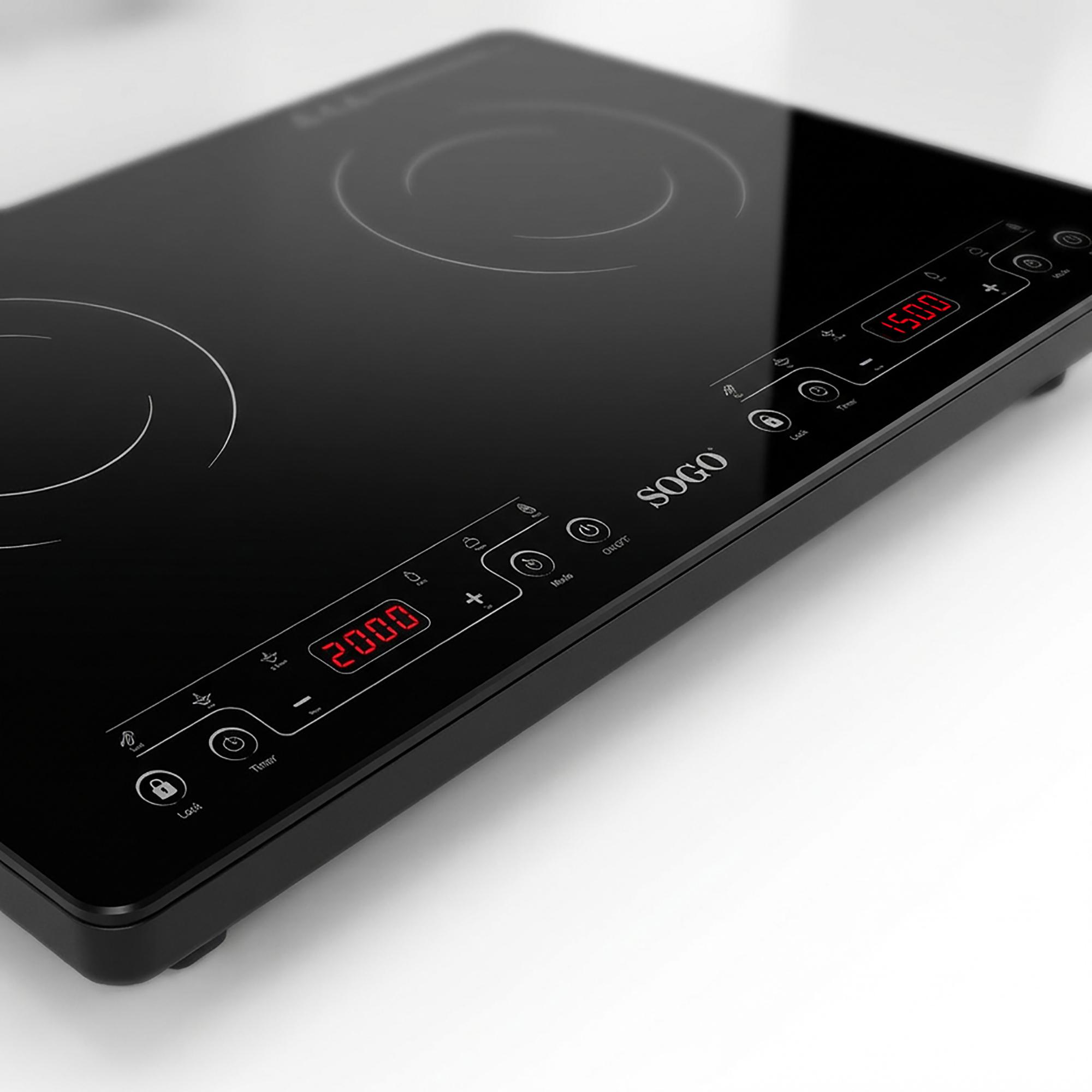 Placa de inducción digital Sogo ECOOK 3500 con panel táctil y superficie de vidrio pulido - Negro Negro-2