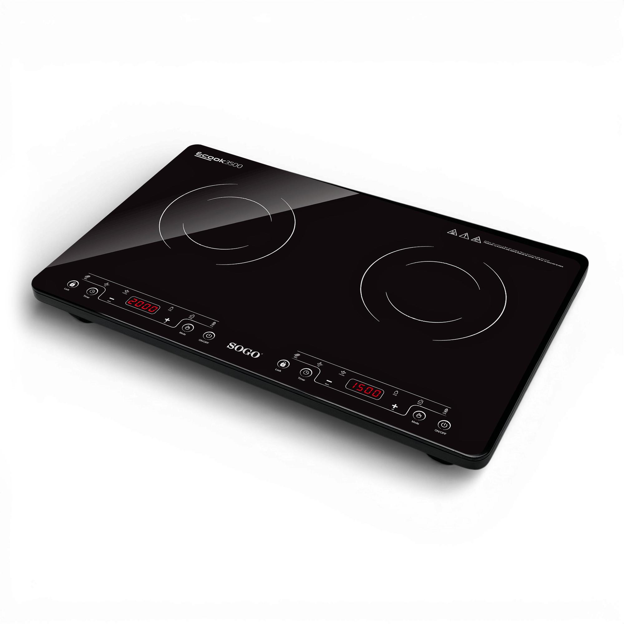 Placa de inducción digital Sogo ECOOK 3500 con panel táctil y superficie de vidrio pulido - Negro Negro-3